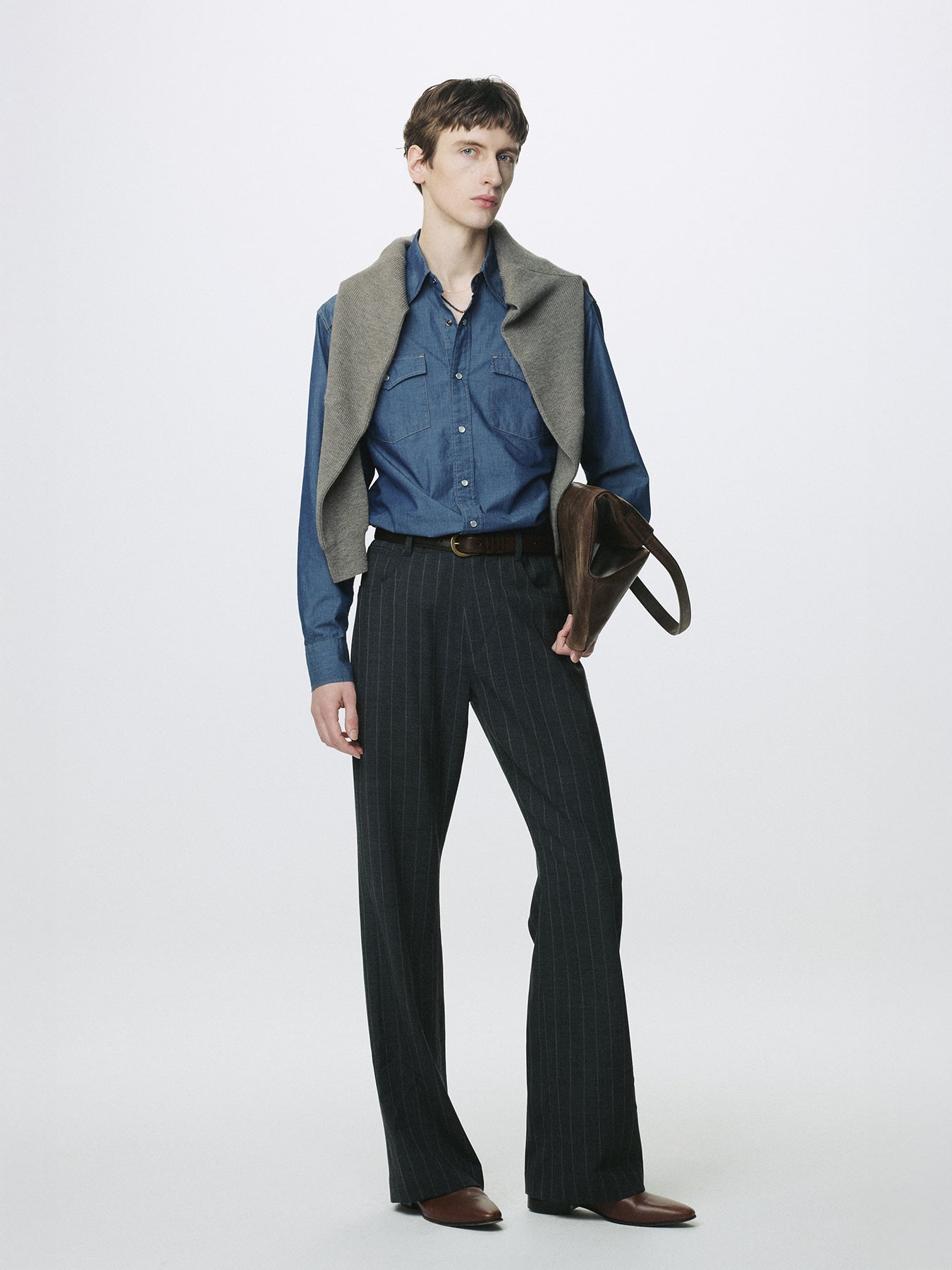 Tonywack - Striped Wool Flared-Leg Pants (Grey) product image 4 | TRAB K-Fashion Australia