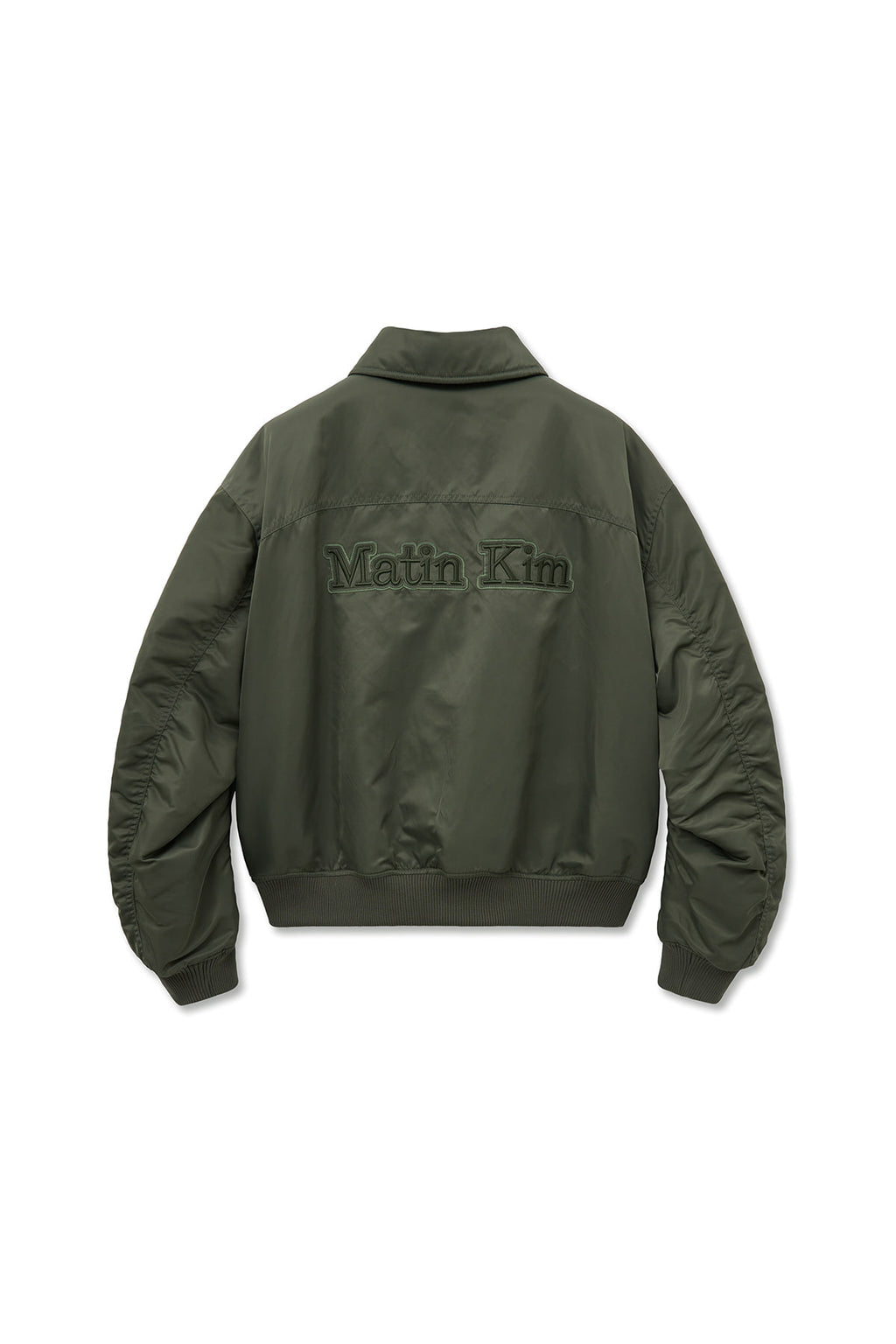 Matin Kim - Applique Logo Shirring Bomber Jumper (Khaki) product image 3 | TRAB K-Fashion Australia