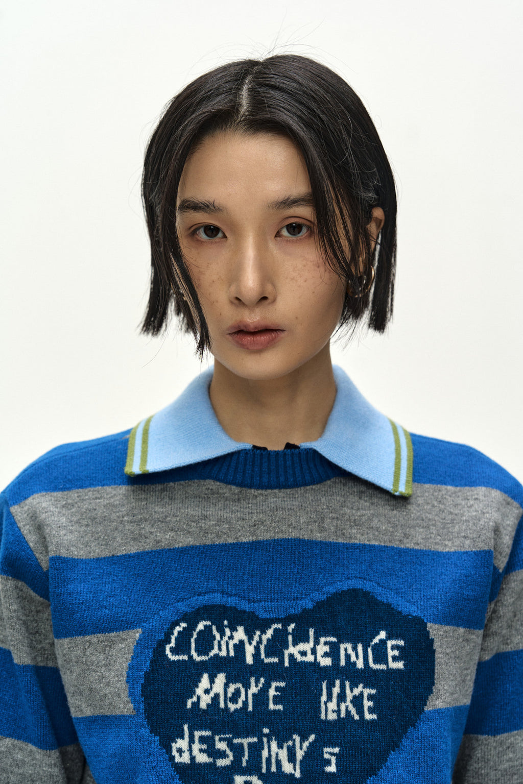 Andersson Bell - 26 Girl's Heart Message Crew-Neck Sweater (Blue/Grey) product image 5 | TRAB K-Fashion Australia