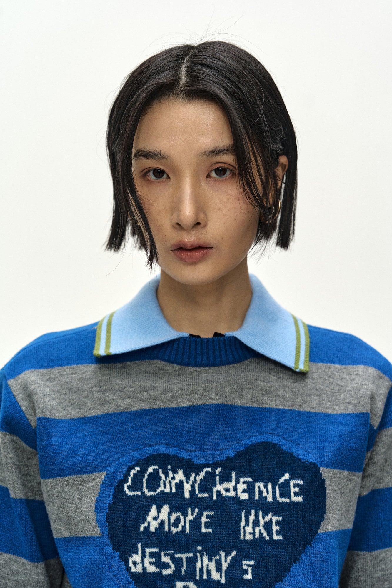 Andersson Bell - 26 Girl's Heart Message Crew-Neck Sweater (Blue/Grey) product image 5 | TRAB K-Fashion Australia