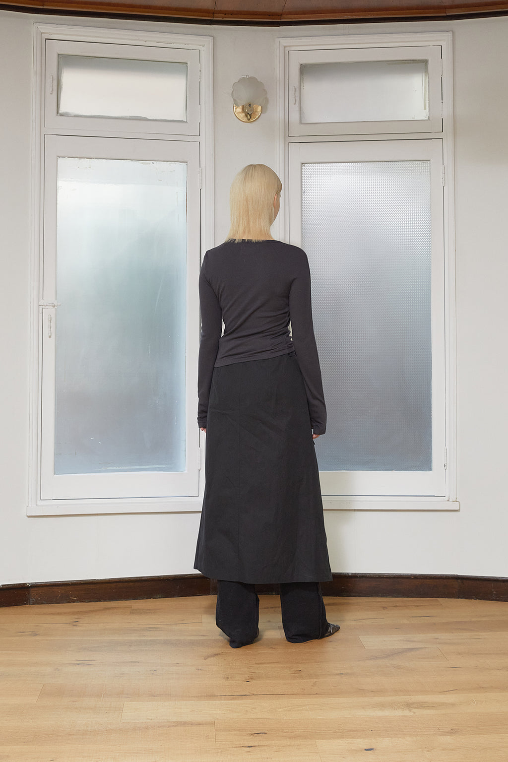 Matin Kim - Finger Hole Logo Printing Top (Charcoal) product image 7 | TRAB K-Fashion Australia