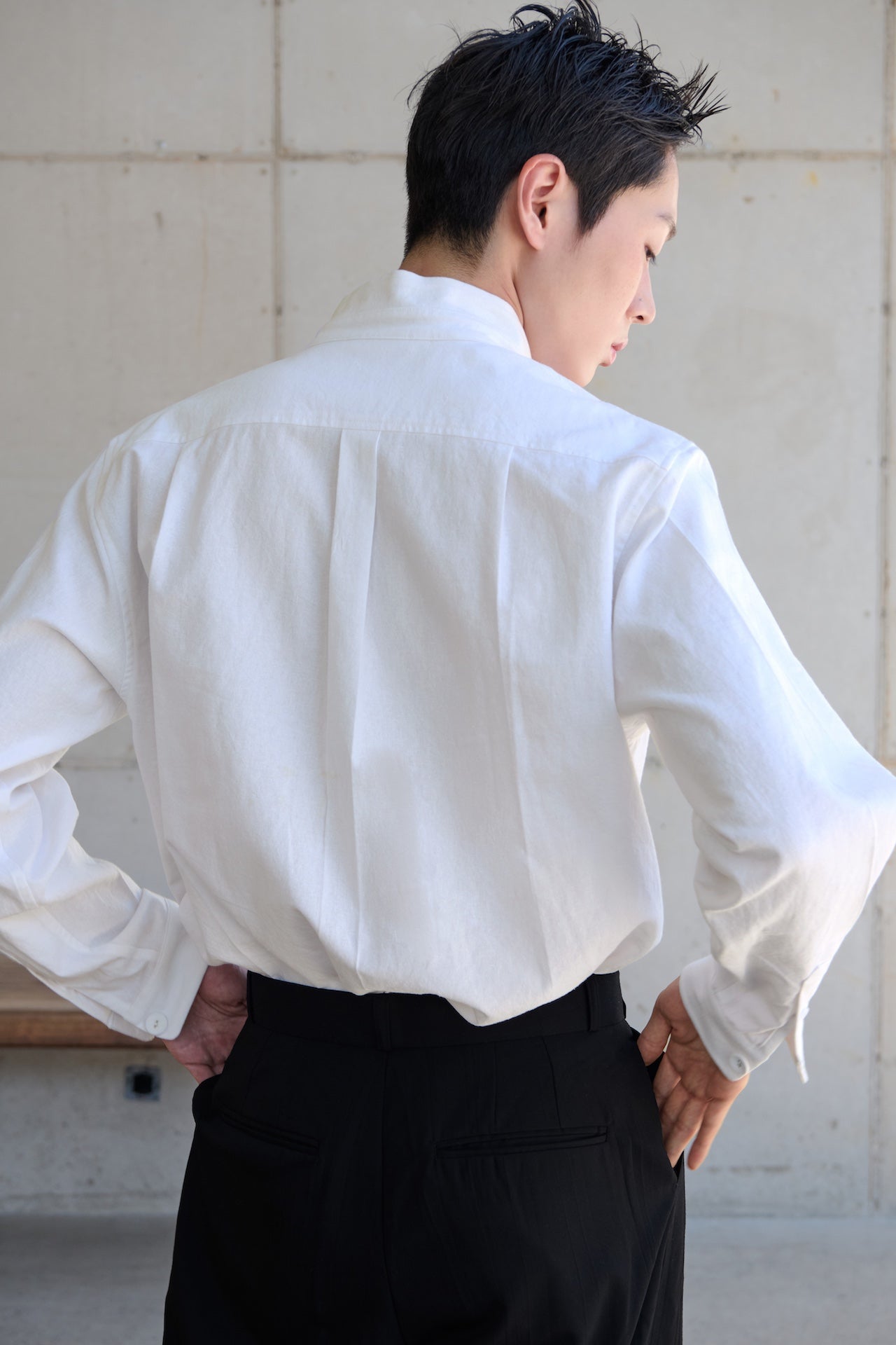 STU - Stand Collar Crease Shirt (White) product image 12 | TRAB K-Fashion Australia