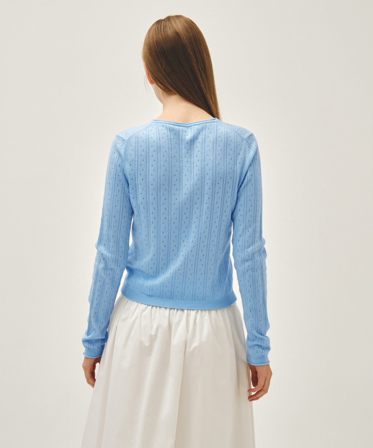 Marithe & Francois Girbaud - Crochet Half Button Knit (Sky Blue) product image 3 | TRAB K-Fashion Australia