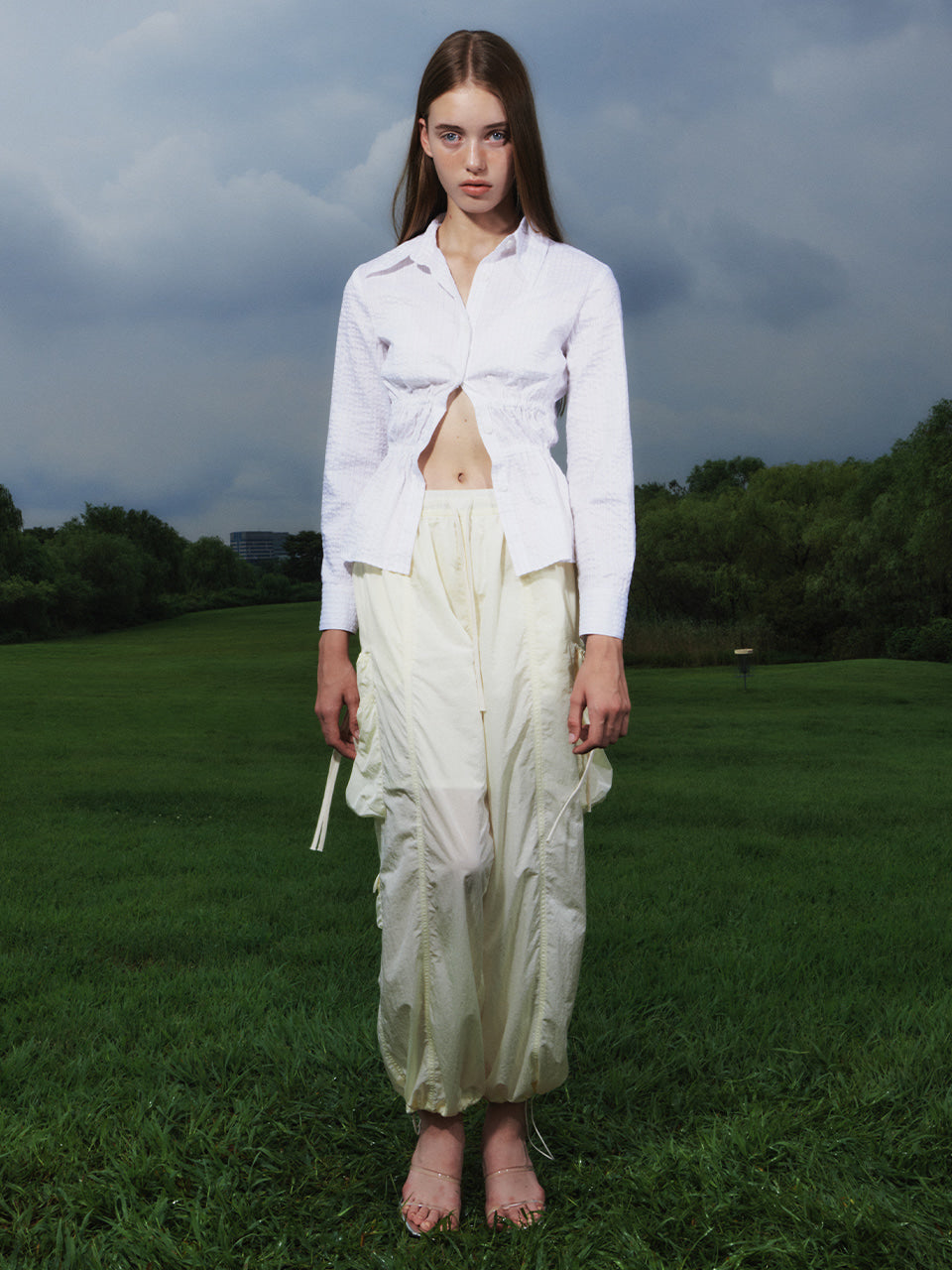 Kijun - Shirring Pocket Pants (Pale Yellow) product image 2 | TRAB K-Fashion Australia