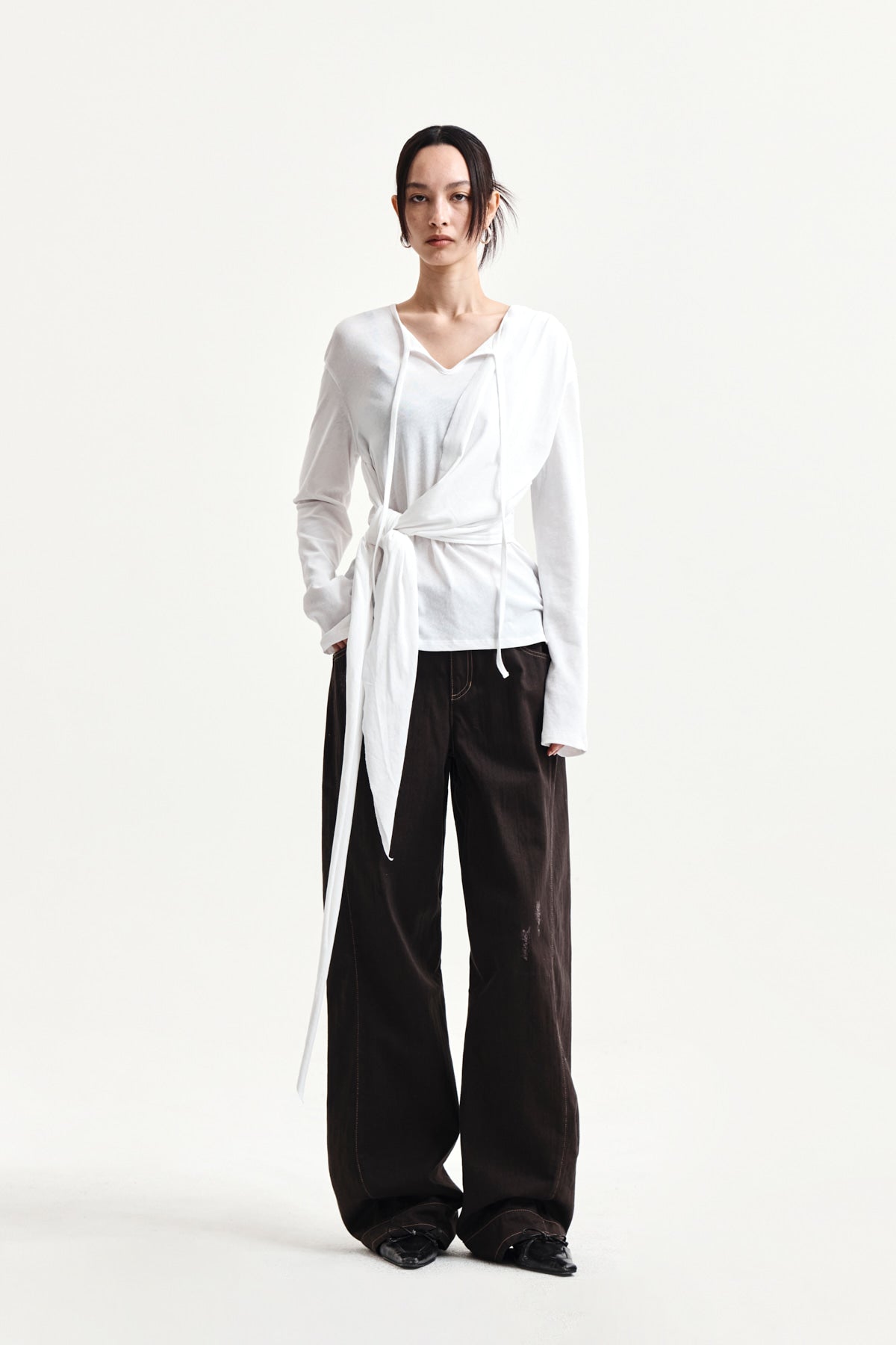 Matin Kim - Tied Drapery Top (White) product image 9 | TRAB K-Fashion Australia