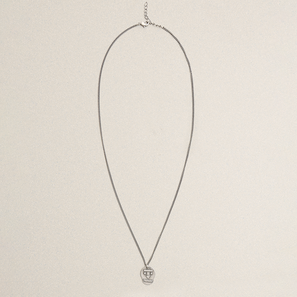 Towtow Archive - Flat Skull Necklace Silver Burnish (OC) product image 2 | TRAB K-Fashion Australia