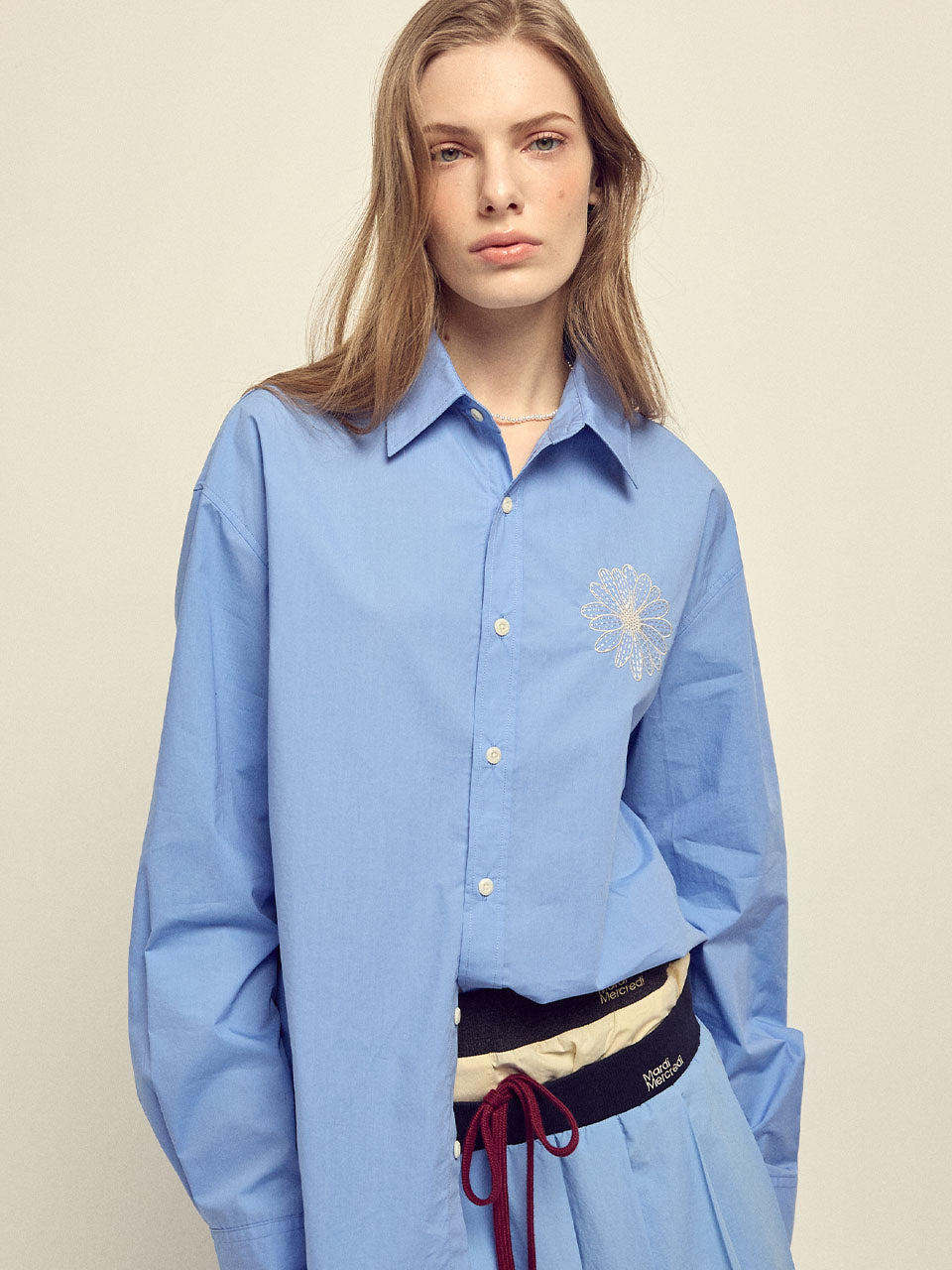 Mardi Mercredi - Cotton Poplin Shirt (Blue Cream) product image 1 | TRAB K-Fashion Australia