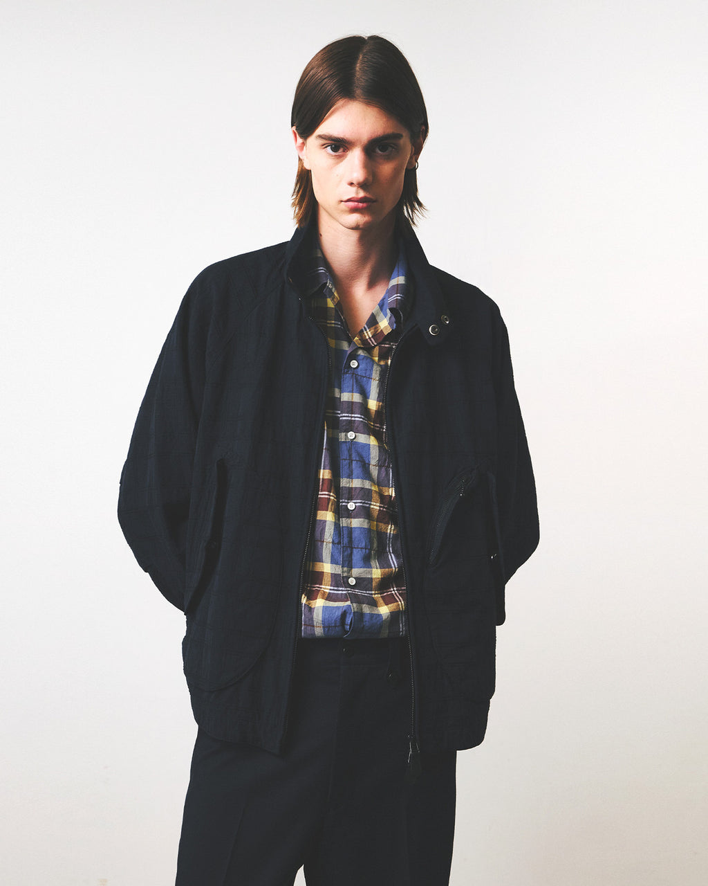 Eastlogue - Breeze Harrington Jumper (Navy Linen Check) product image 3 | TRAB K-Fashion Australia