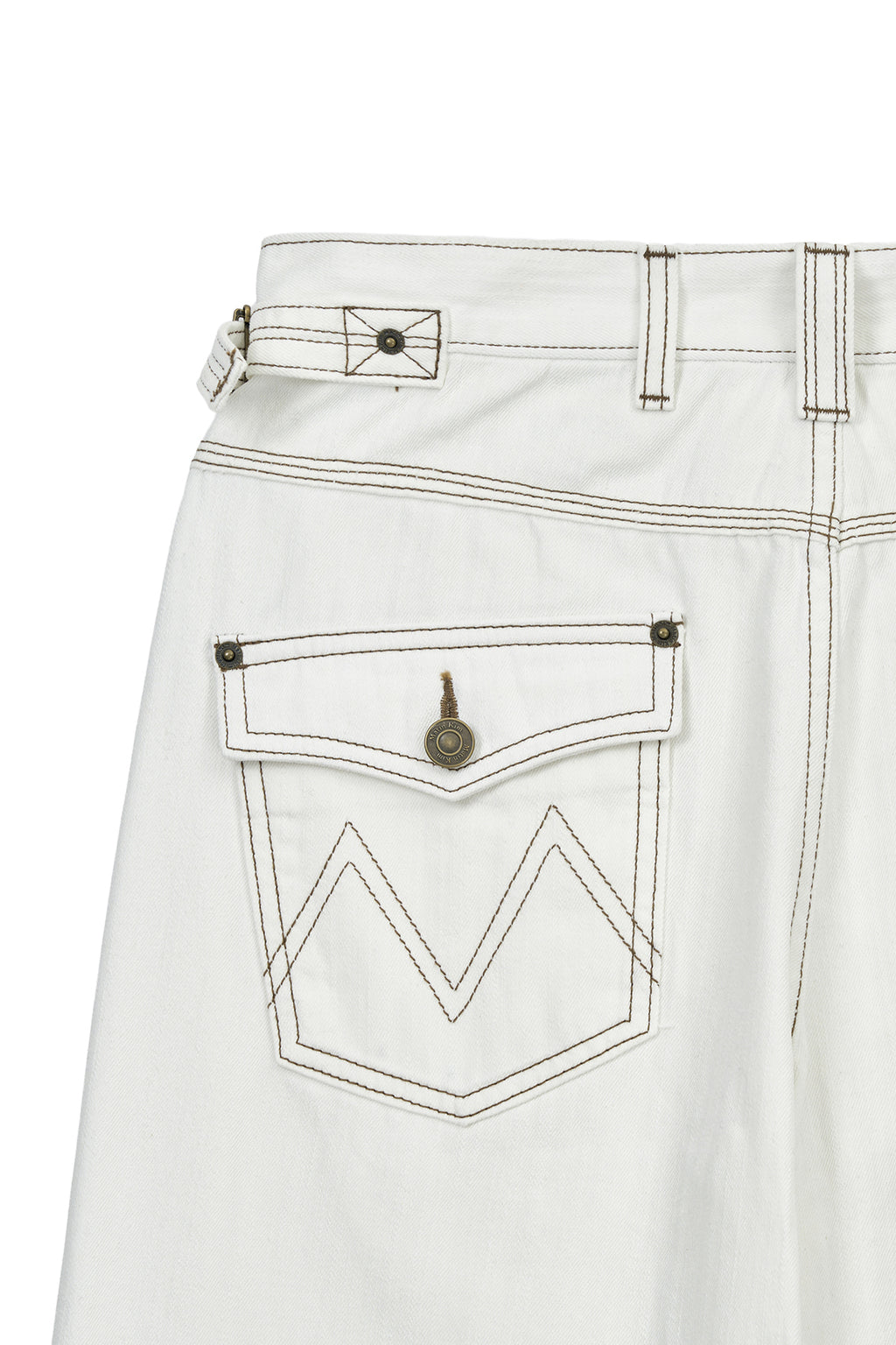 Matin Kim - Waist Buckle Stitch Point Twill Denim Pants (Ivory) product image 5 | TRAB K-Fashion Australia