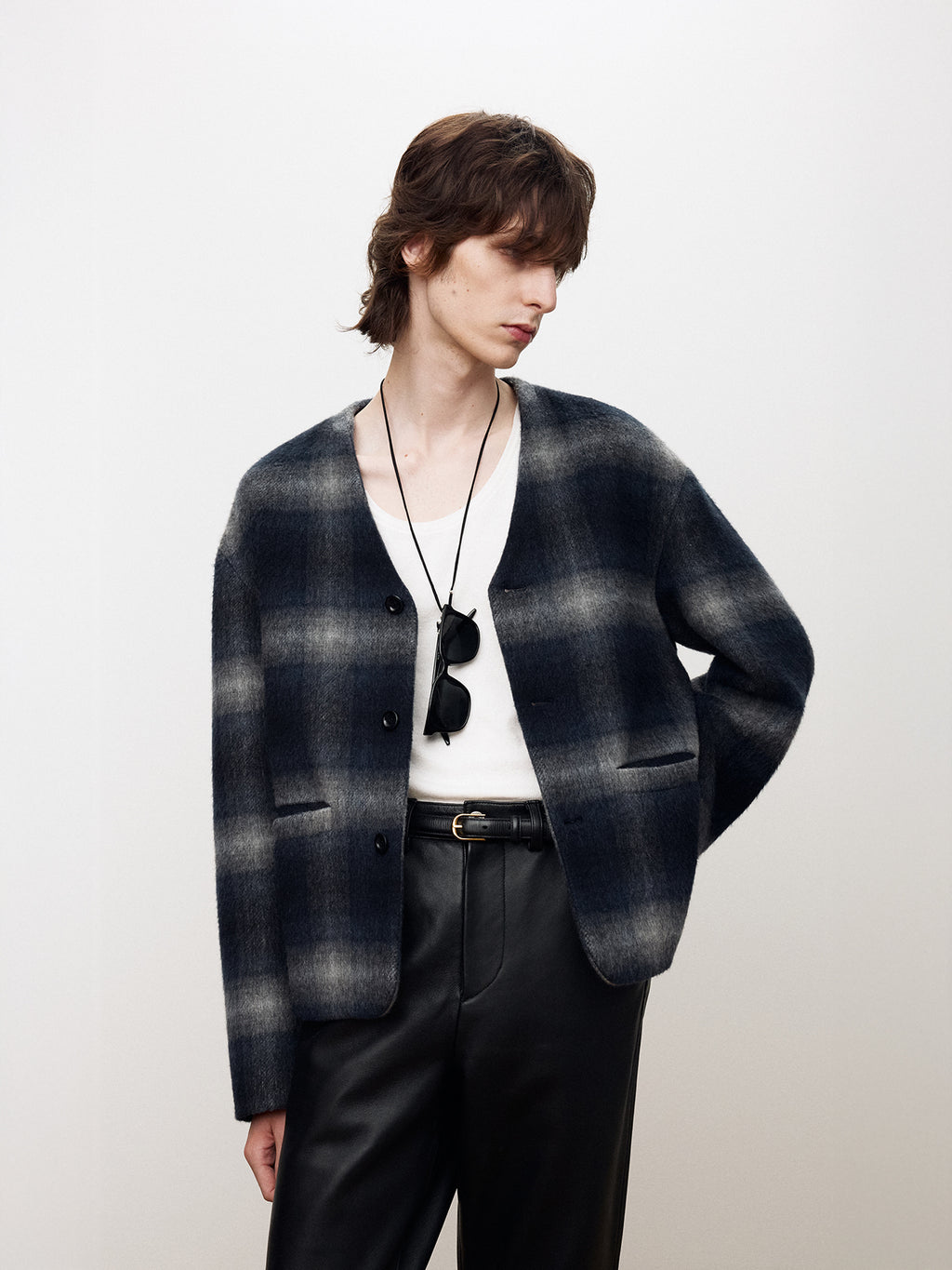 Tonywack - Checked Mohair Blouson Italian Fabric (Navy/Grey) product image 6 | TRAB K-Fashion Australia