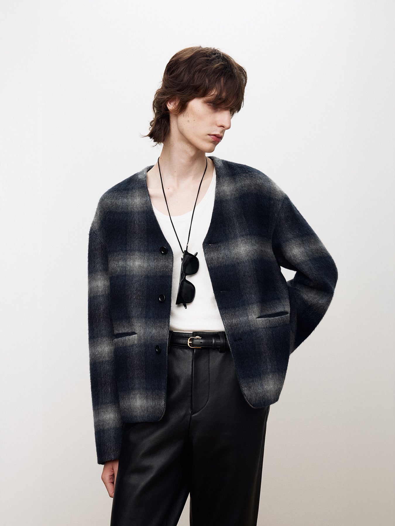 Tonywack - Checked Mohair Blouson Italian Fabric (Navy/Grey) product image 6 | TRAB K-Fashion Australia