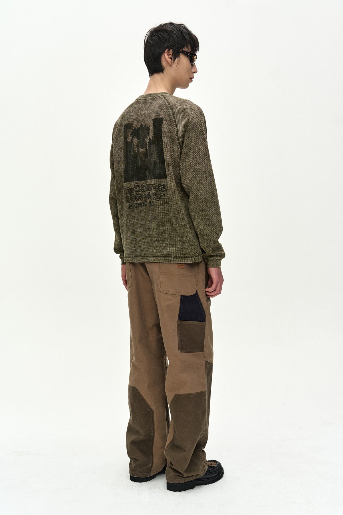 Andersson Bell - Unisex Alien Machinery Waffle Long Sleeve T-Shirt (Washed Khaki) product image 3 | TRAB K-Fashion Australia