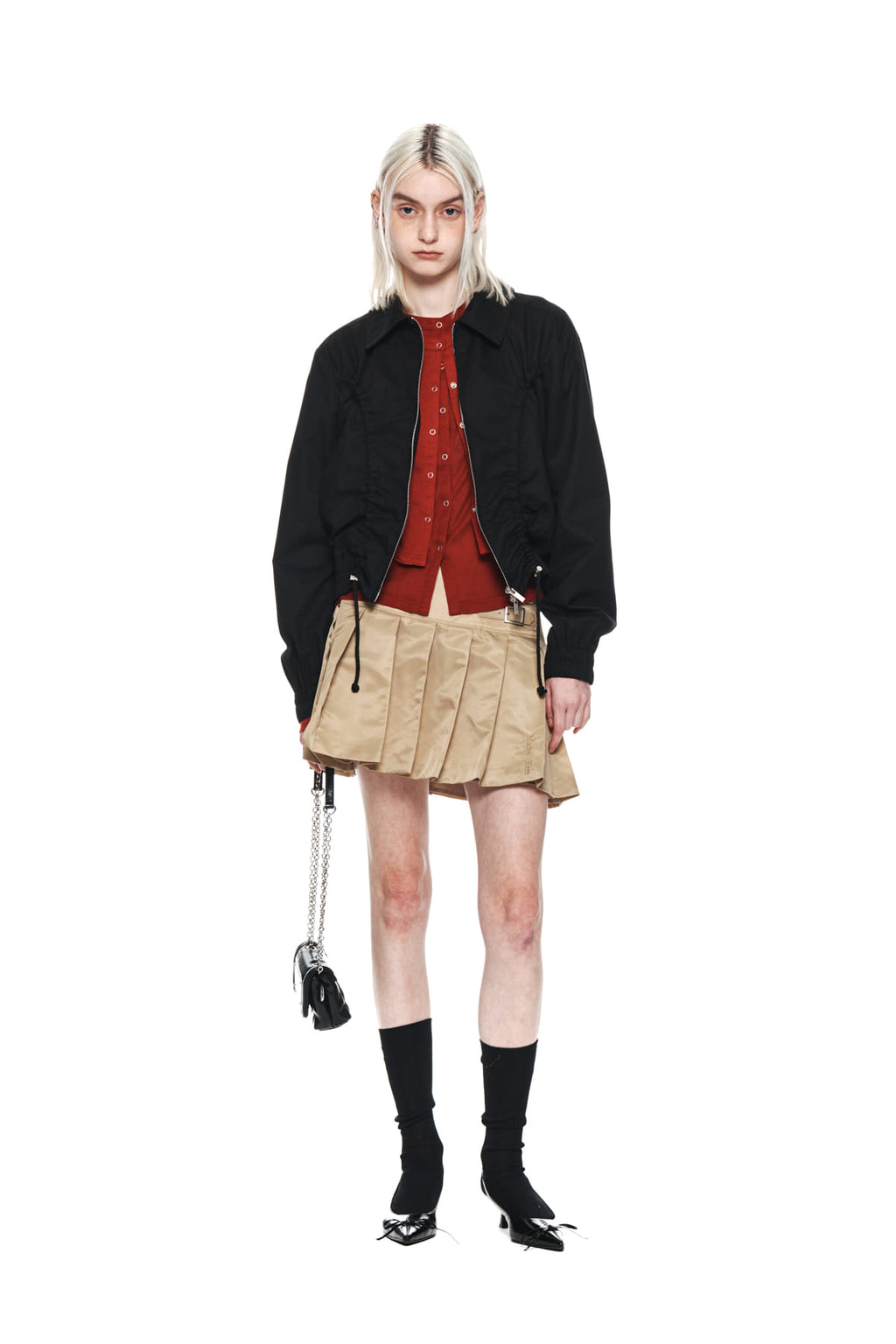 Matin Kim - Lowrise Pleats Mini Skirt (Beige) product image 8 | TRAB K-Fashion Australia