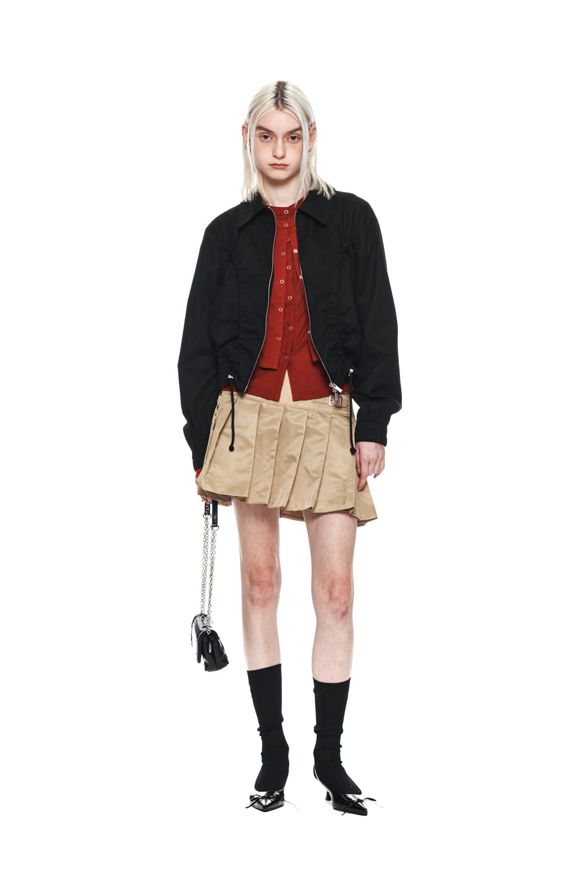 Matin Kim - Lowrise Pleats Mini Skirt (Beige) product image 8 | TRAB K-Fashion Australia