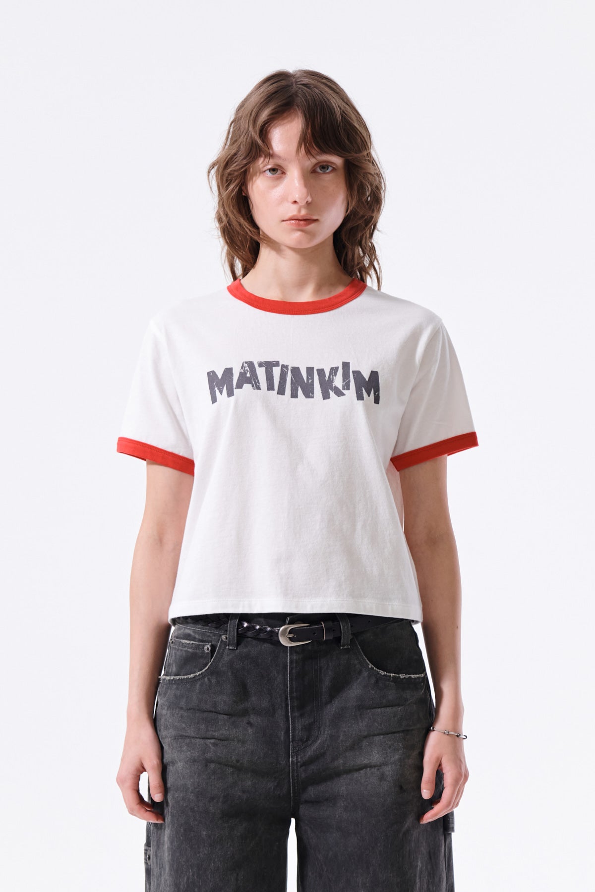 Matin Kim - Matin Logo Ringer Crop Top (White) product image 10 | TRAB K-Fashion Australia