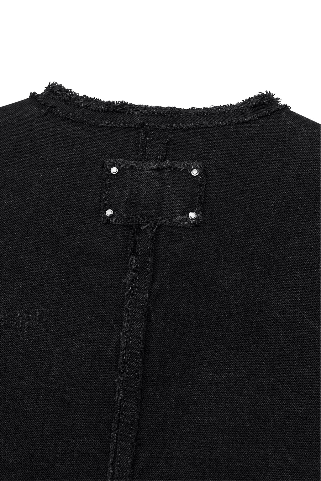 Matin Kim - Collarless Damage Denim Jacket (Black) product image 6 | TRAB K-Fashion Australia