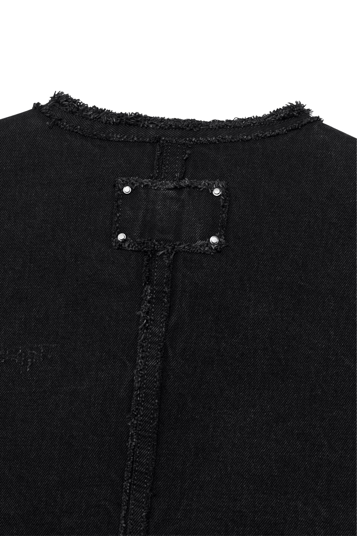 Matin Kim - Collarless Damage Denim Jacket (Black) product image 6 | TRAB K-Fashion Australia