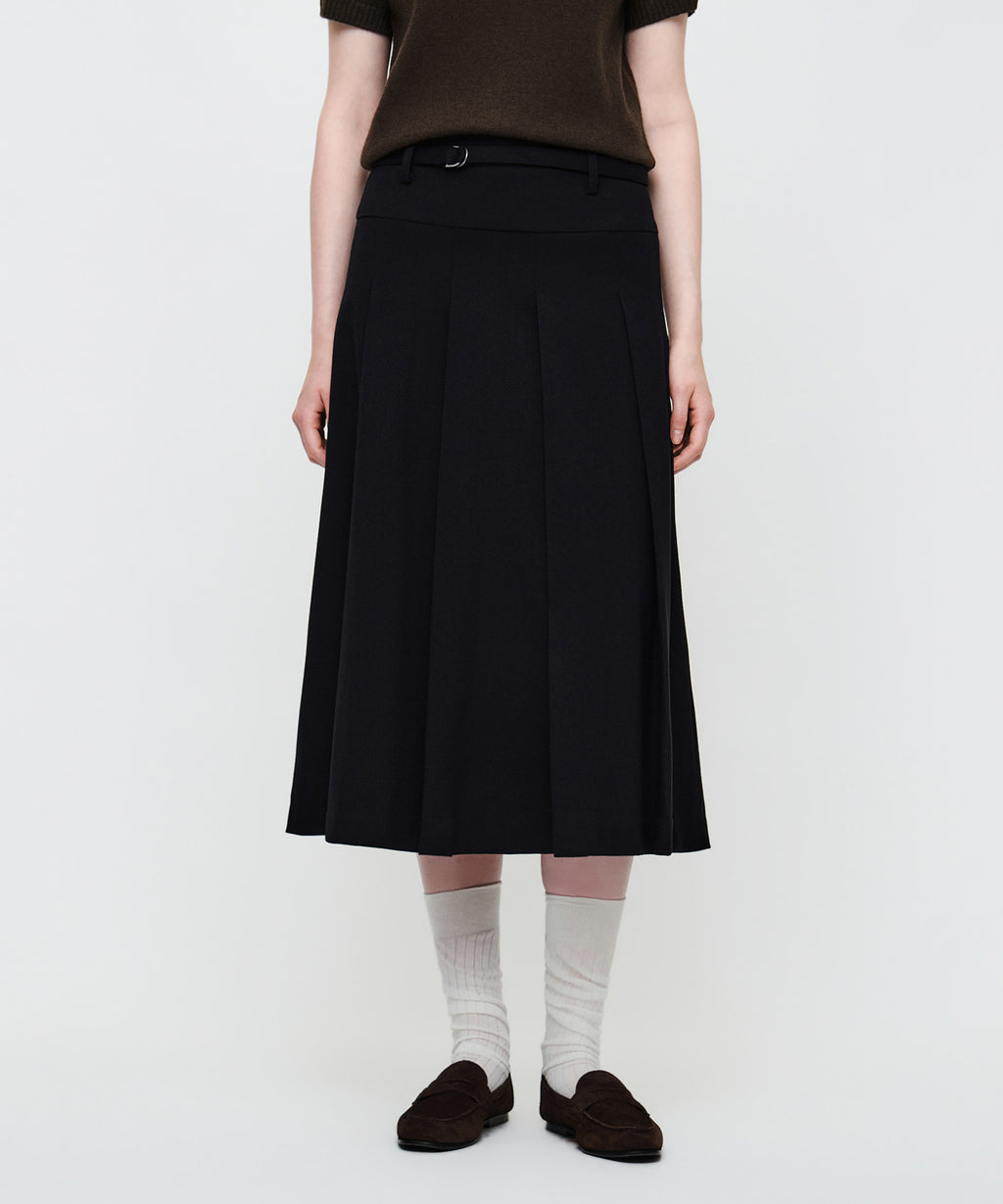 Marithe & Francois Girbaud - Belted Pleats Midi Skirt (Black) product image 1 | TRAB K-Fashion Australia