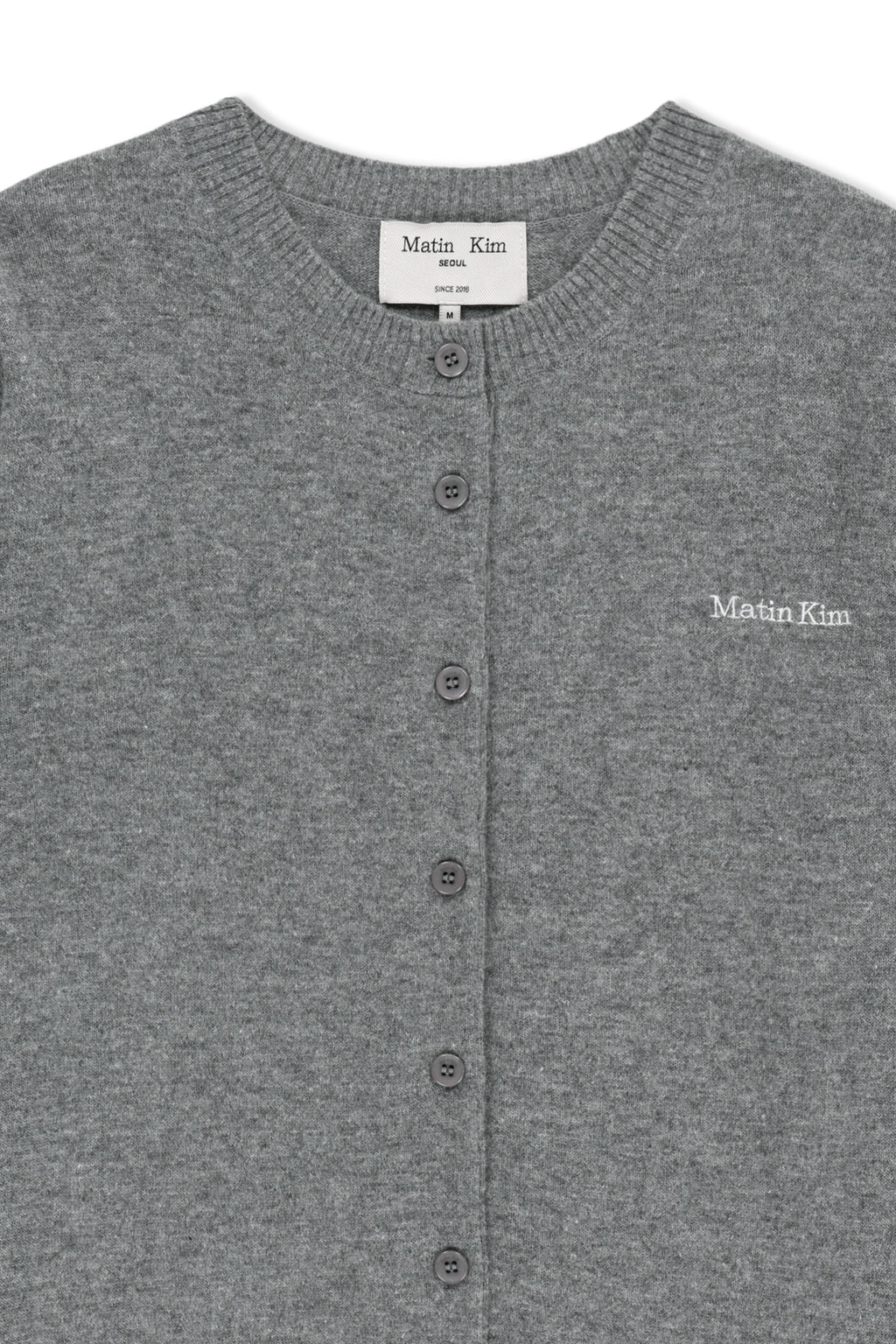 Matin Kim - Cashmere Blended Cutline Round Cardigan (Grey) product image 4 | TRAB K-Fashion Australia