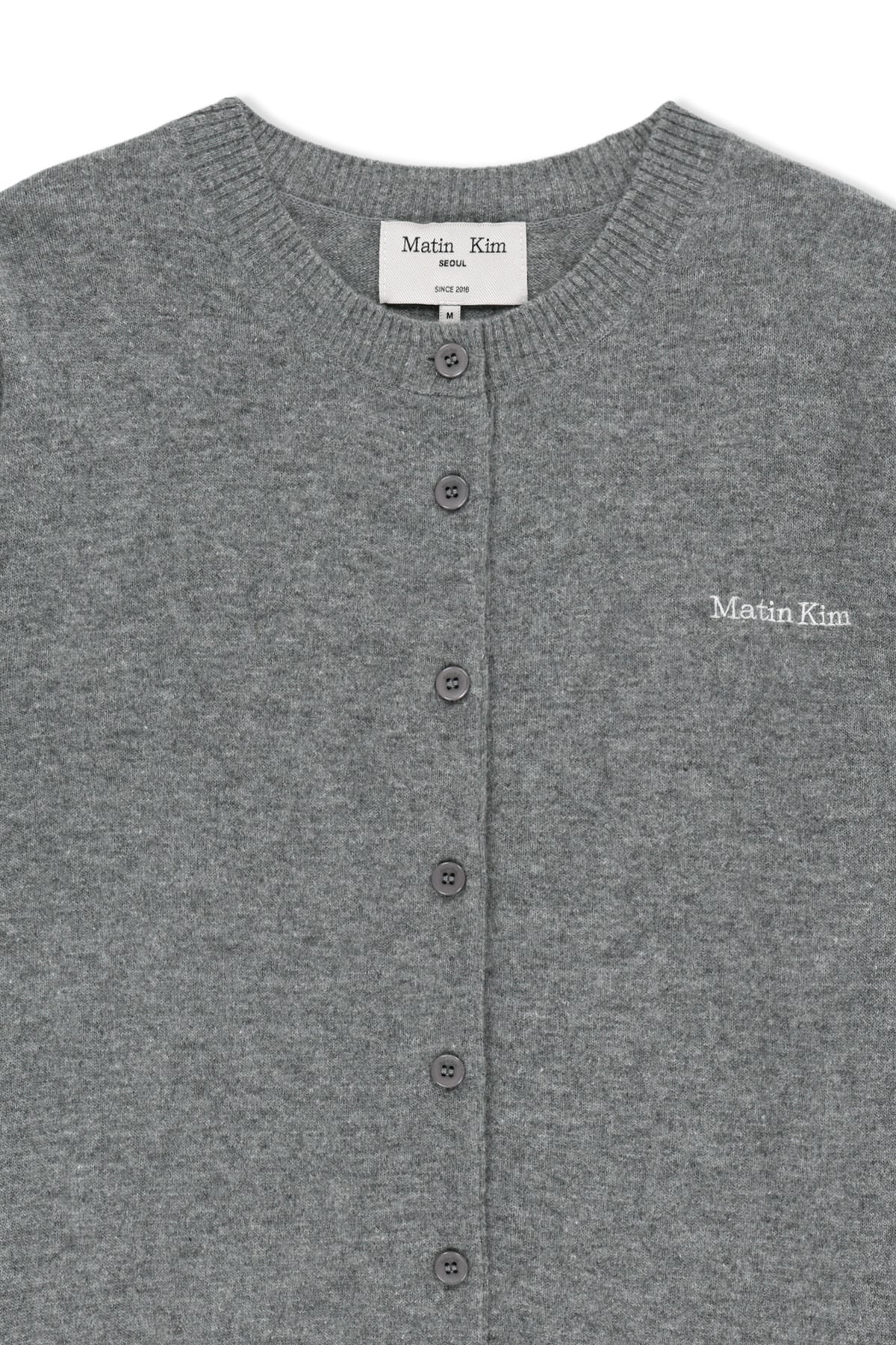 Matin Kim - Cashmere Blended Cutline Round Cardigan (Grey) product image 4 | TRAB K-Fashion Australia