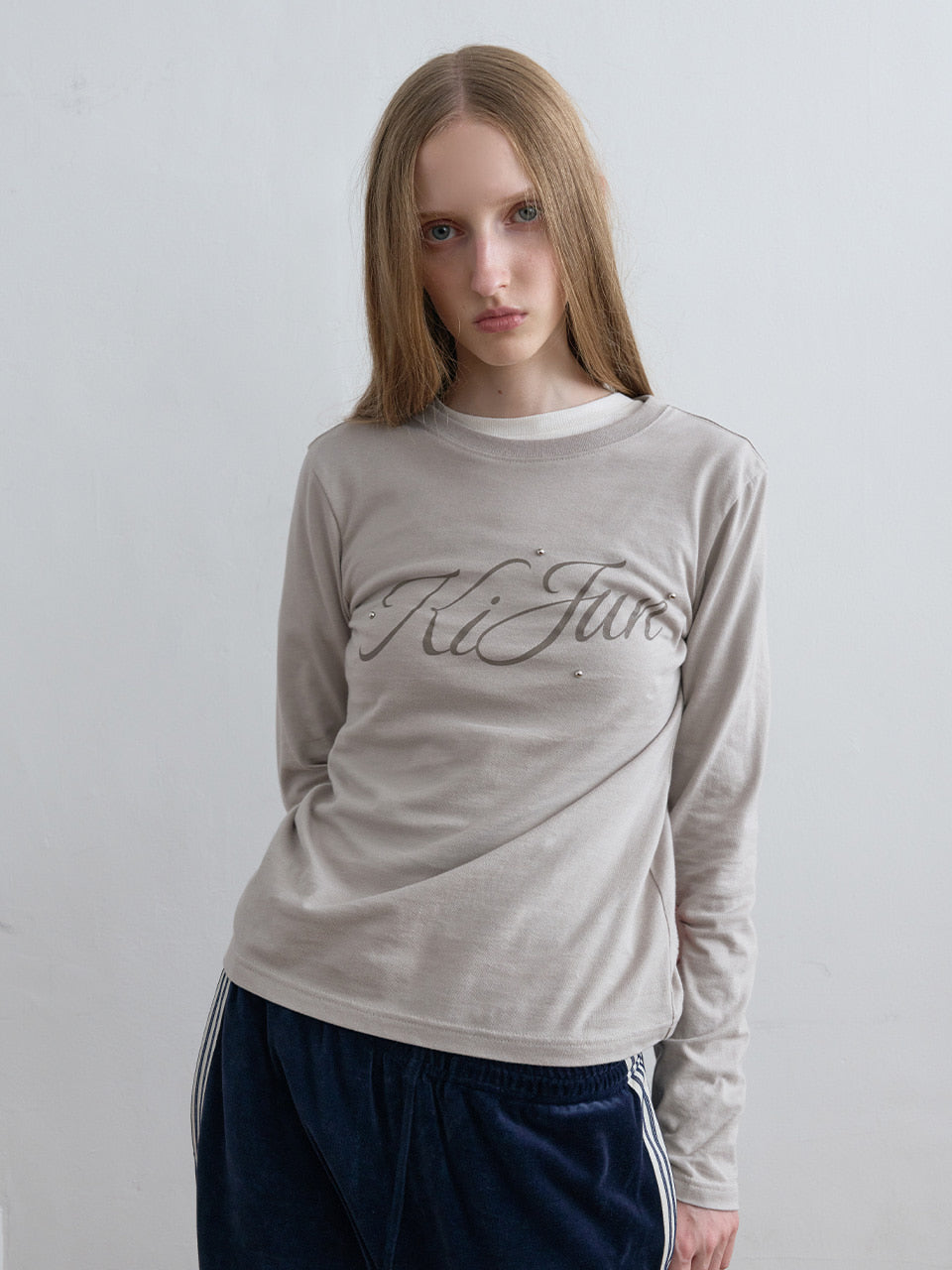 Kijun - Logo Studded Tee Taupe product image 6 | TRAB K-Fashion Australia