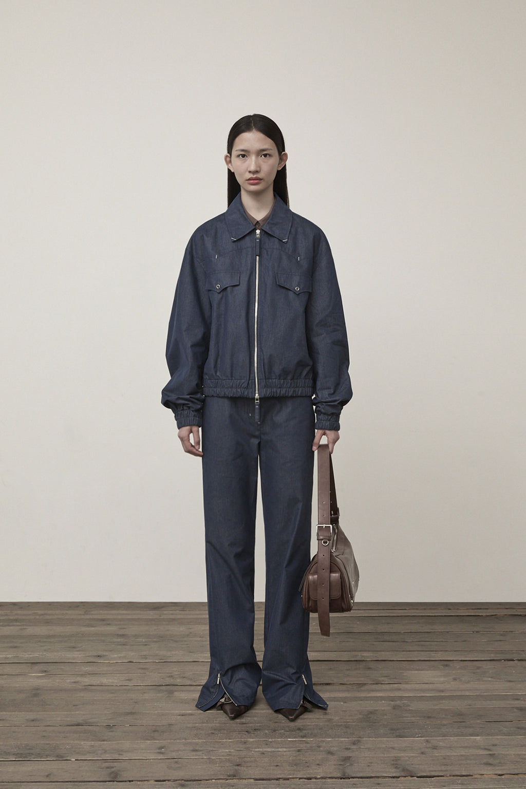 Matin Kim - Western Detail Denim Like Blouson (Navy) product image 10 | TRAB K-Fashion Australia