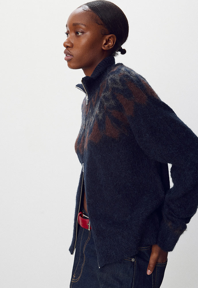 Tonywack - Nordic Mohair Zip Up Knit (Dark Navy) product image 1 | TRAB K-Fashion Australia