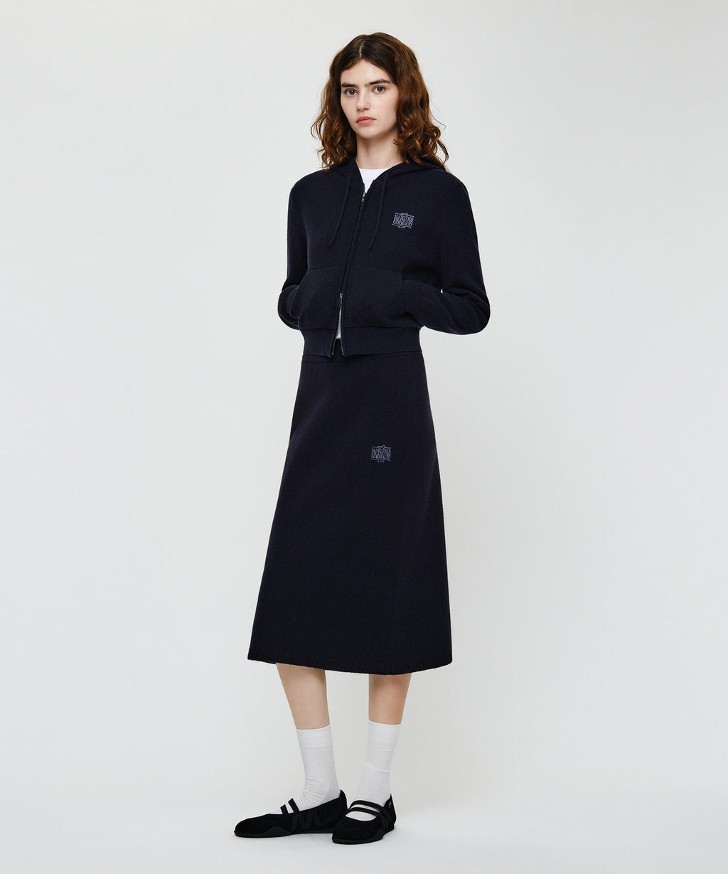Marithe & Francois Girbaud - Ribbon Classic Logo Knit Skirt (Navy) product image 2 | TRAB K-Fashion Australia