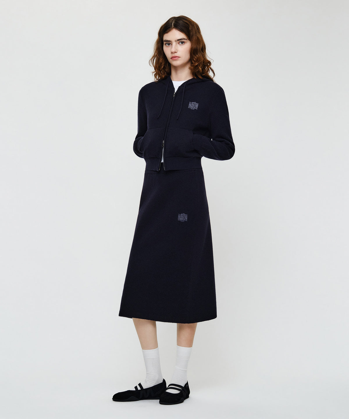 Marithe & Francois Girbaud - Ribbon Classic Logo Knit Skirt (Navy) product image 2 | TRAB K-Fashion Australia