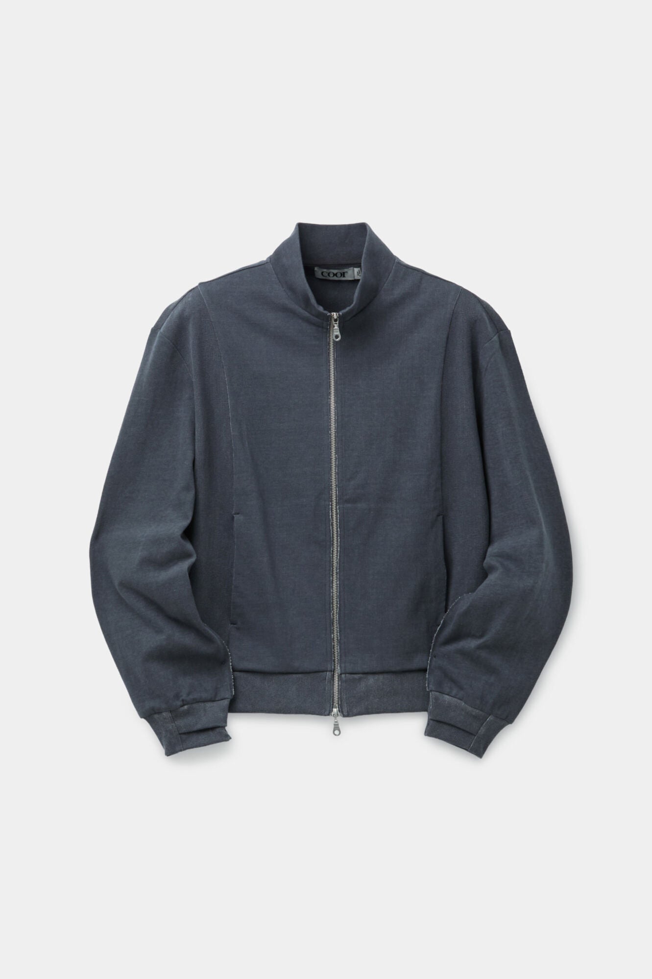 Coor - Washed Cotton Stand Collar Mixed Zip-Up (Washed Charcoal Gray) product image 1 | TRAB K-Fashion Australia