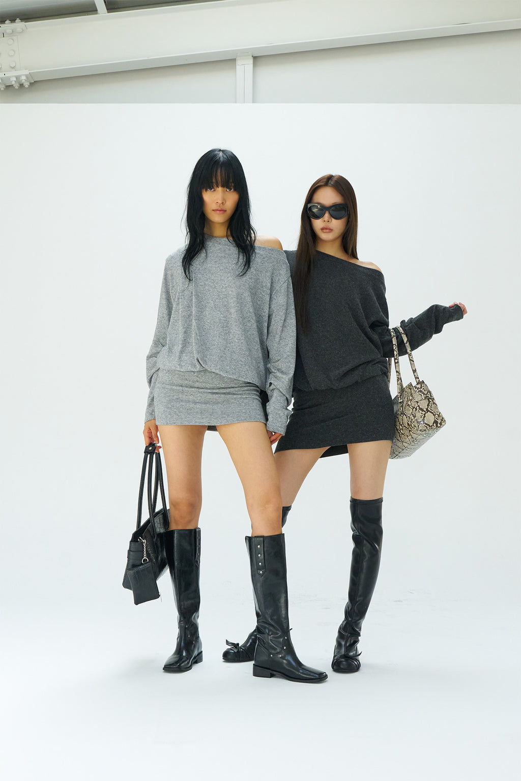 Deinet - Angel Off-Shoulder Dress (Melange Grey) product image 6 | TRAB K-Fashion Australia