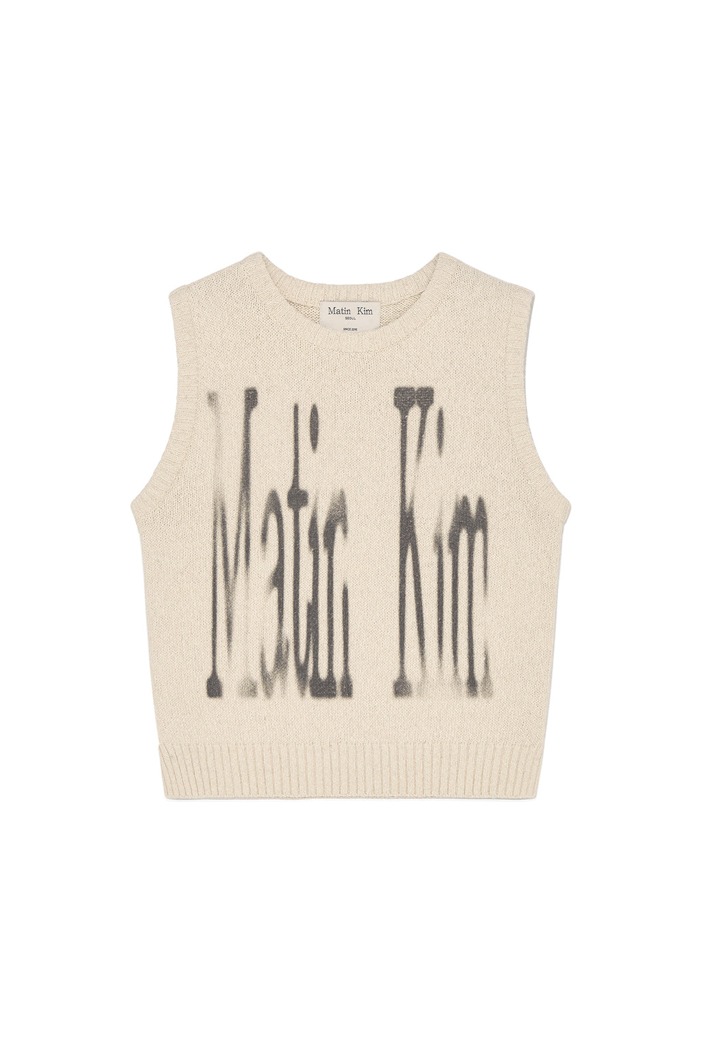 Matin Kim - Big Logo Printing Knit Vest (Beige) product image 1 | TRAB K-Fashion Australia
