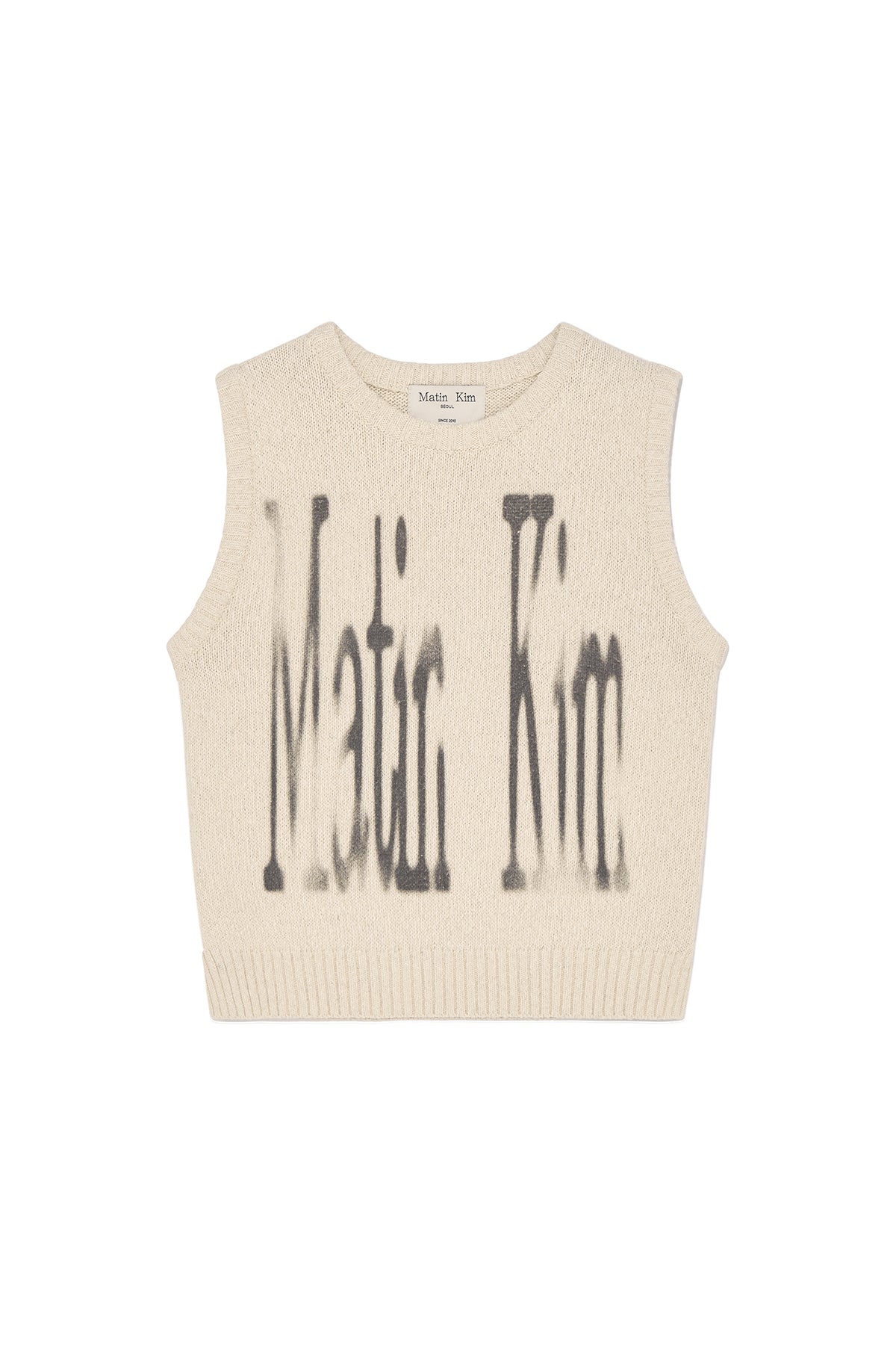 Matin Kim - Big Logo Printing Knit Vest (Beige) product image 1 | TRAB K-Fashion Australia