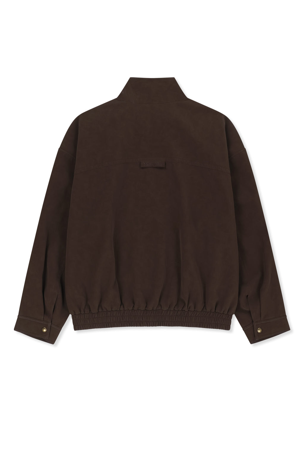 Matin Kim - Small Logo Faux Suede High Neck Jumper (Brown) product image 2 | TRAB K-Fashion Australia