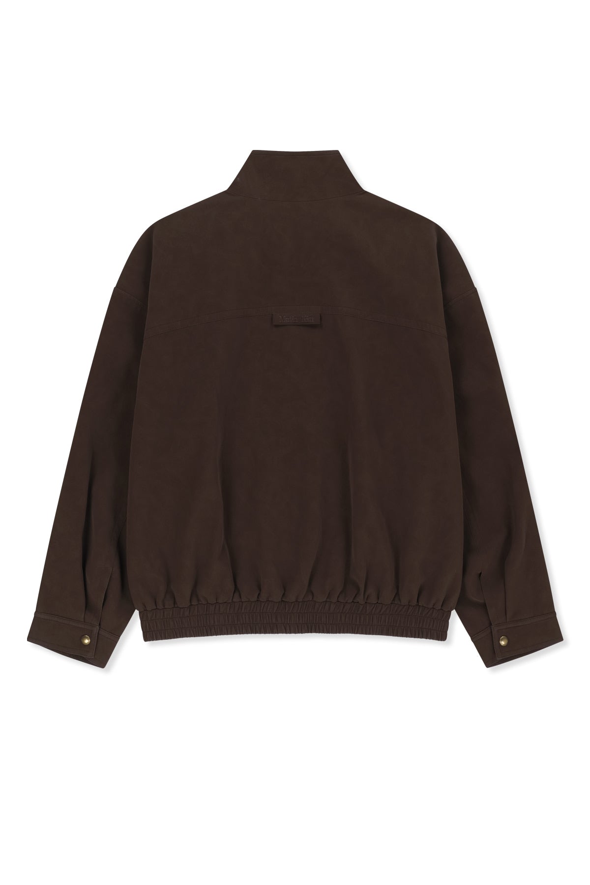 Matin Kim - Small Logo Faux Suede High Neck Jumper (Brown) product image 2 | TRAB K-Fashion Australia