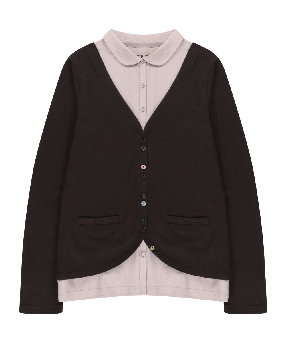 Coyseio - Layered Shirt Cardigan (Brown) product image 10 | TRAB K-Fashion Australia