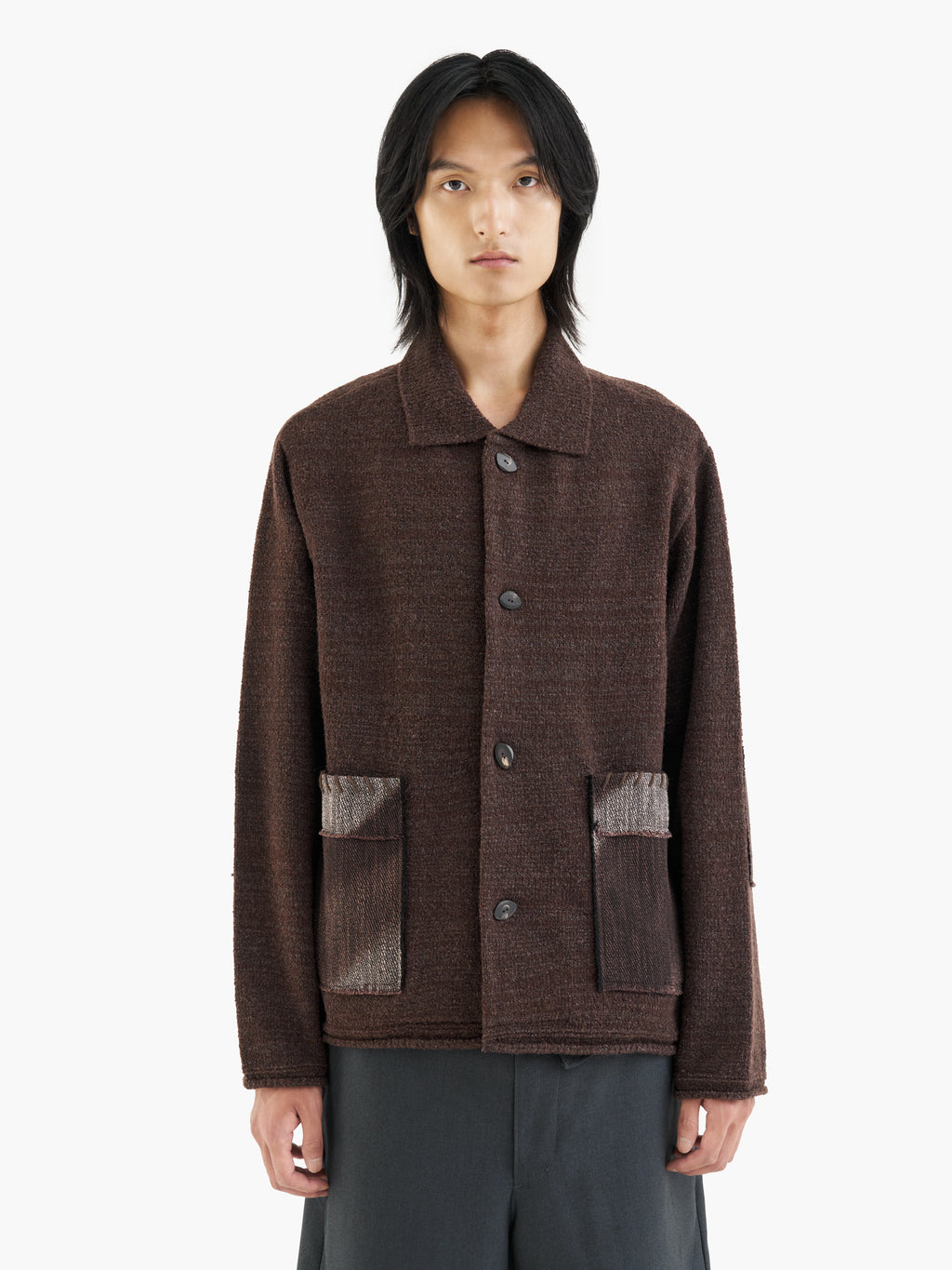 Jiyong Kim - Sun-Bleached Pocket Knit Cardigan (Brown) product image 2 | TRAB K-Fashion Australia