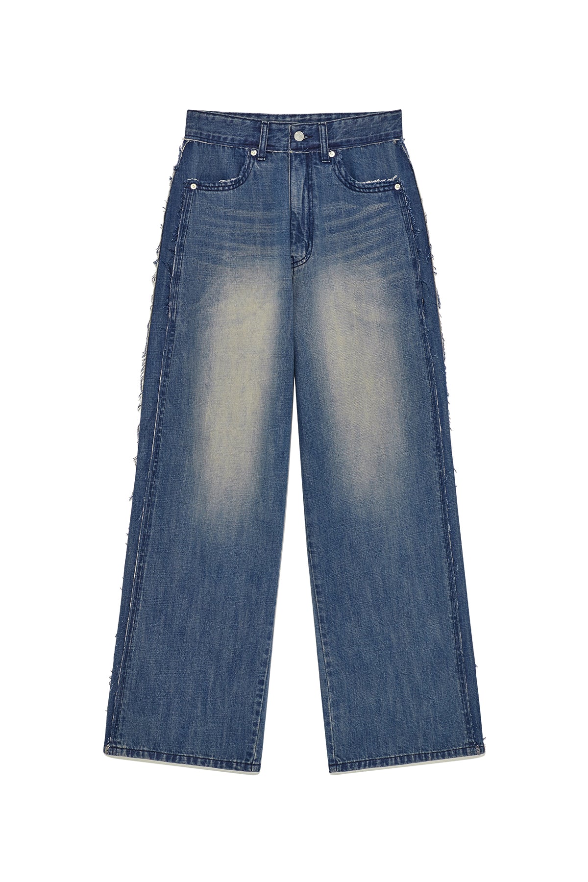 Matin Kim - Rough Cut Line Point Denim Pants (Blue) product image 1 | TRAB K-Fashion Australia