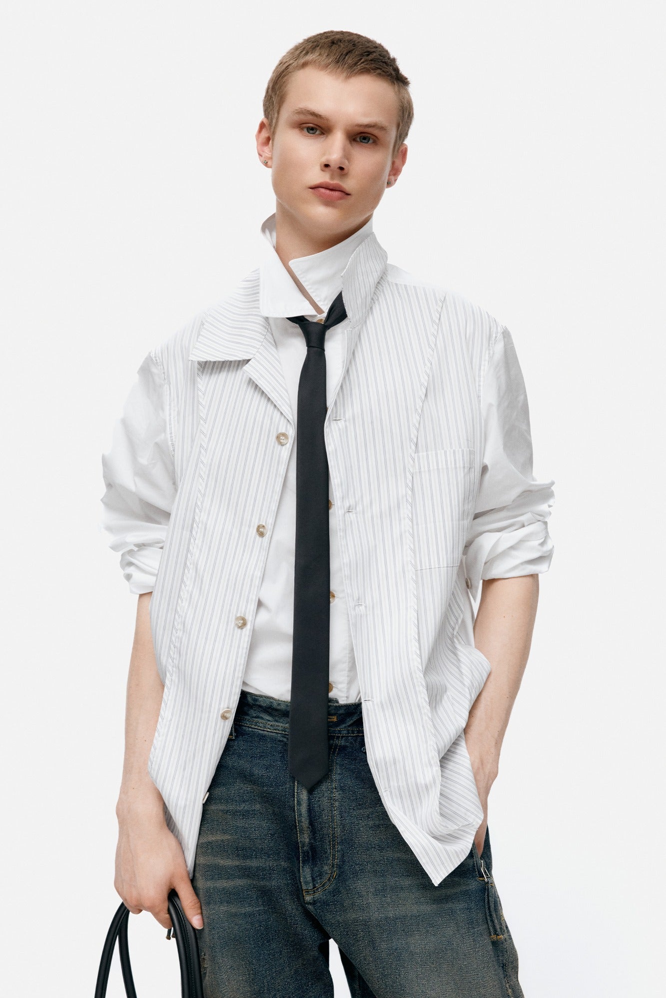 Andersson Bell - Open Collar Layered Shirts (White) product image 1 | TRAB K-Fashion Australia