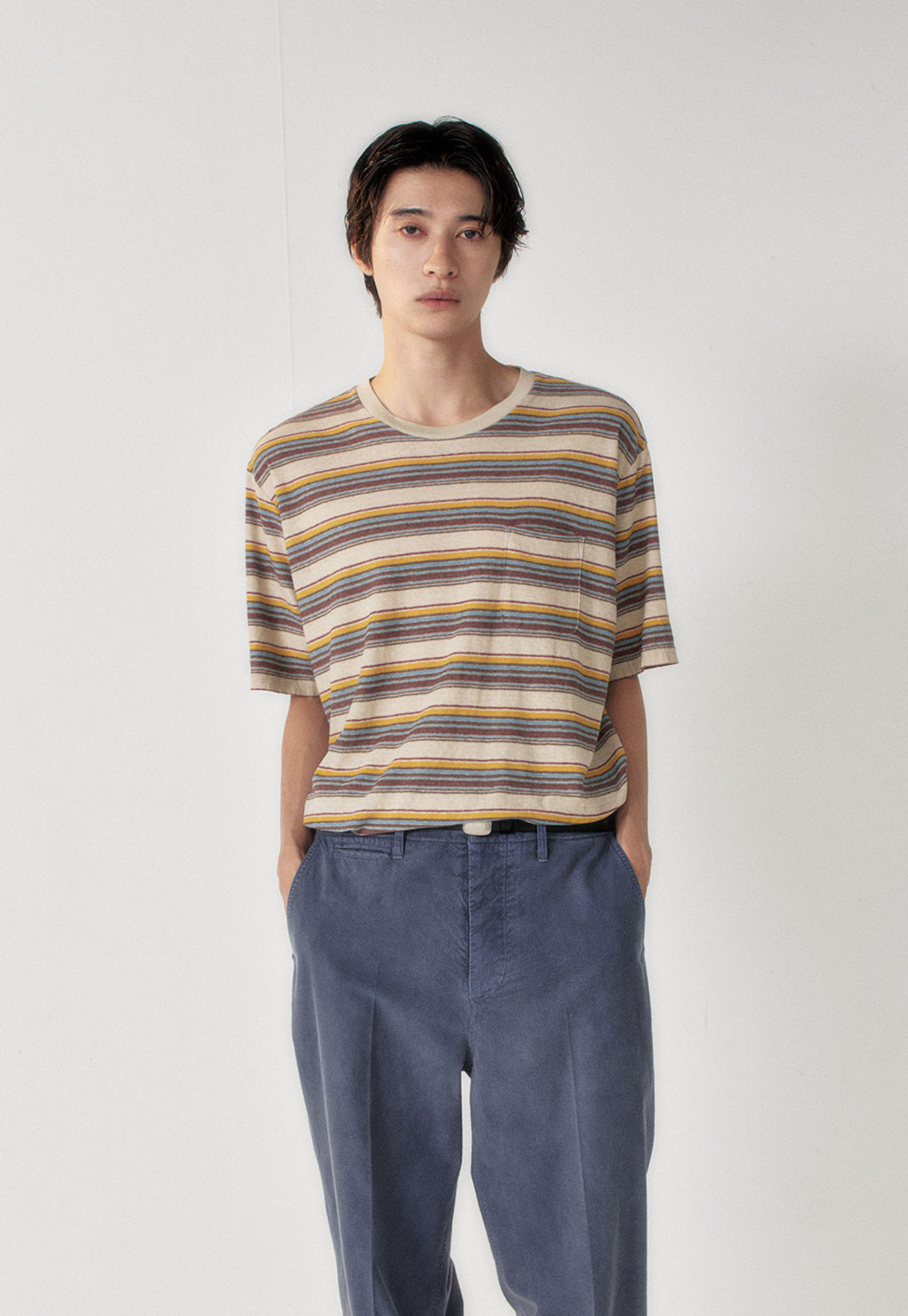 Art if acts - Linen Stripe Pocket Tee (Wood/Blue) product image 4 | TRAB K-Fashion Australia