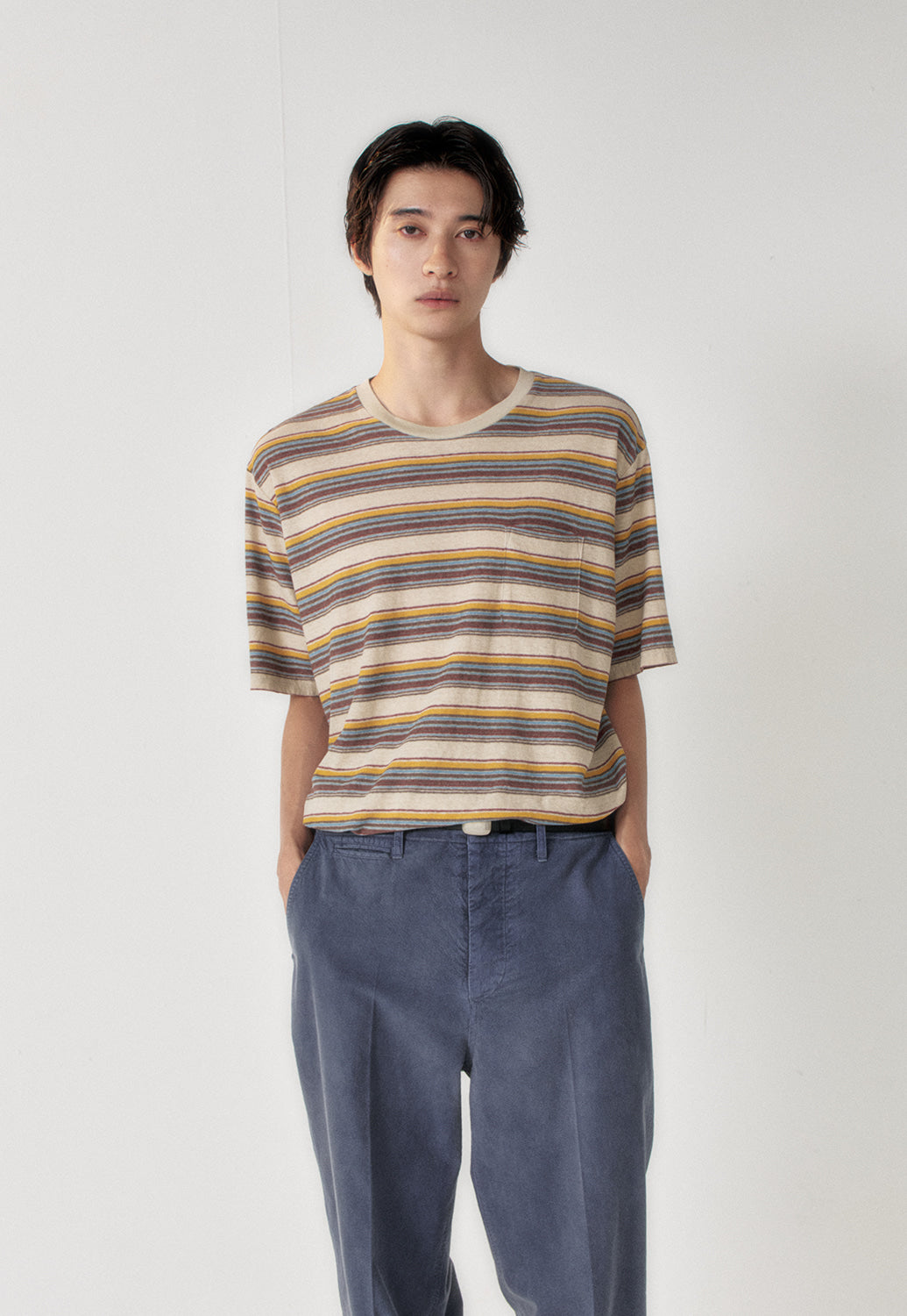 Art if acts - Linen Stripe Pocket Tee (Wood/Blue) product image 4 | TRAB K-Fashion Australia