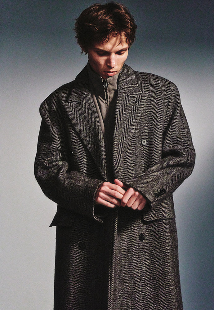 Art if acts - Leather Collar Double-Breasted Coat (Taupe) product image 5 | TRAB K-Fashion Australia