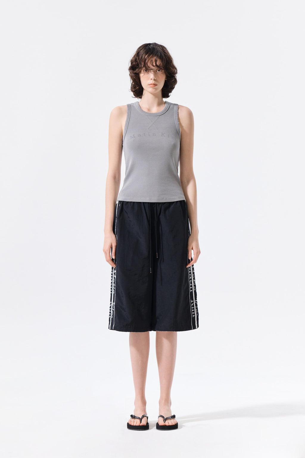 Matin Kim - Side Logo Bermuda Track Pants (Black) product image 6 | TRAB K-Fashion Australia