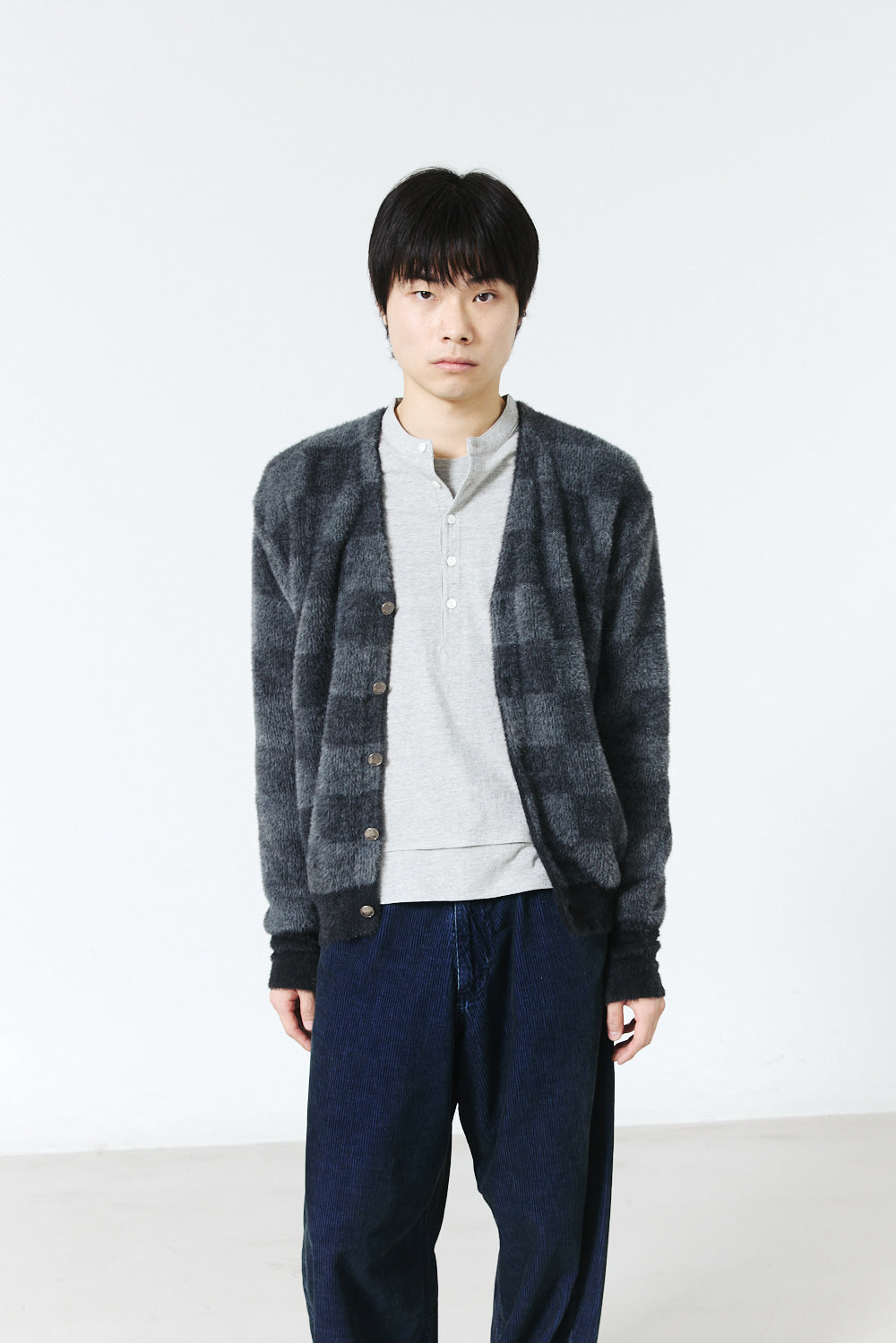 Hatchingroom - Hairy Cardigan Checkerboard (Charcoal/Grey) product image 12 | TRAB K-Fashion Australia