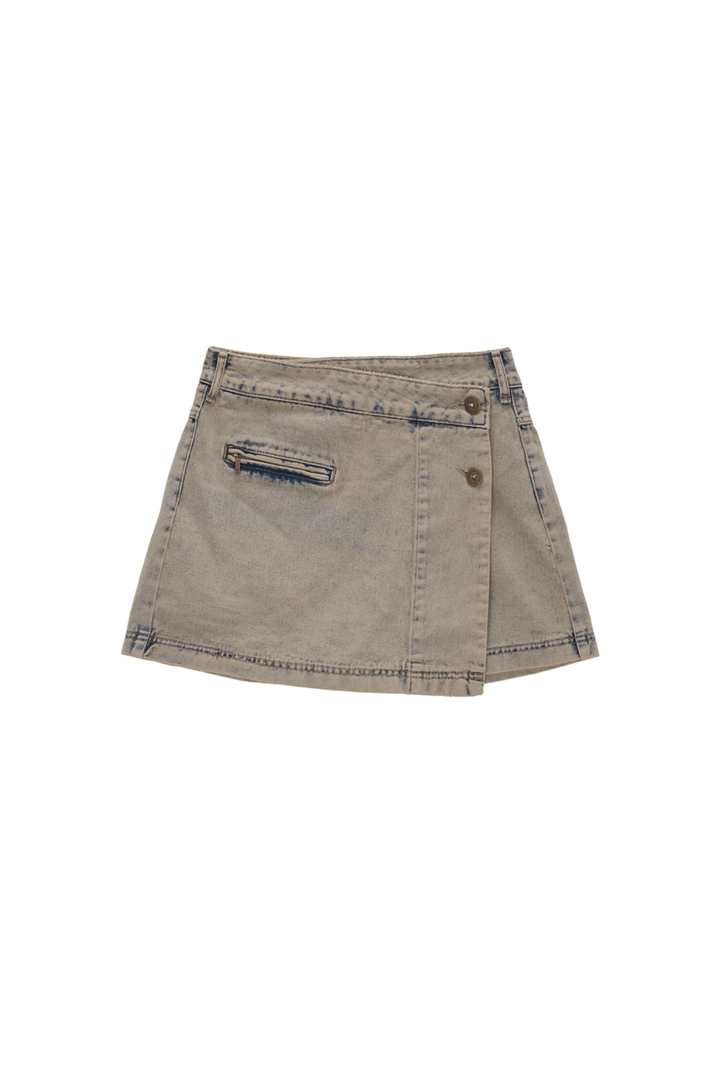Matin Kim - Pleats Wrap Denim Mini Skirt (Beige) product image 1 | TRAB K-Fashion Australia