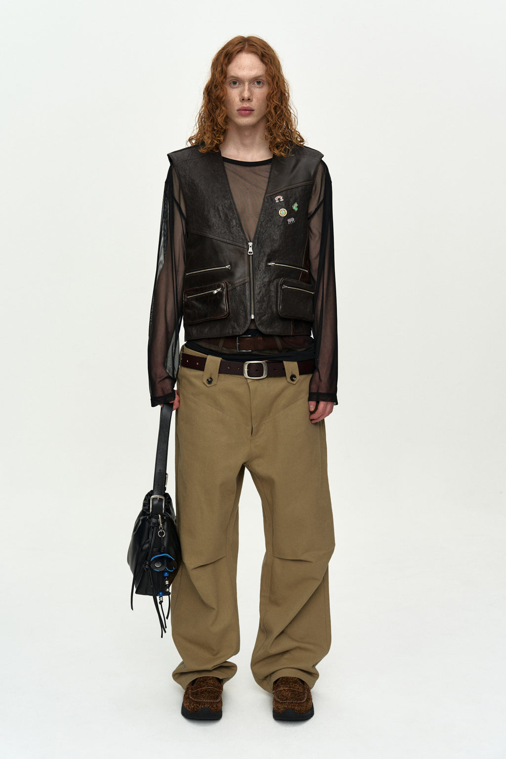 Andersson Bell - Double Waistband Wide-Leg Trousers (Beige) product image 4 | TRAB K-Fashion Australia