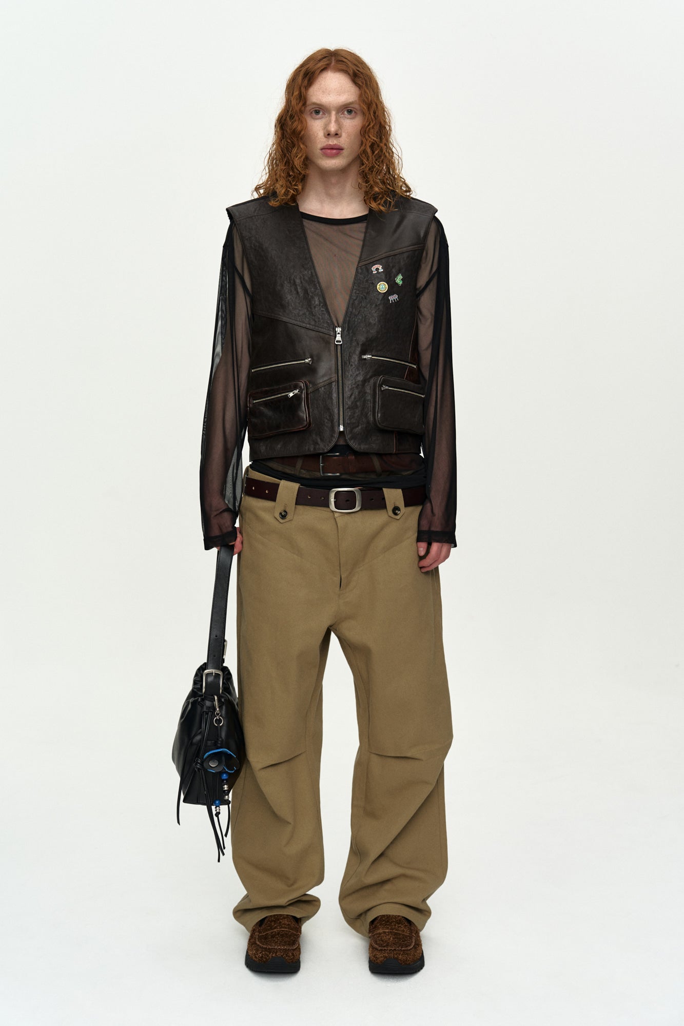 Andersson Bell - Double Waistband Wide-Leg Trousers (Beige) product image 4 | TRAB K-Fashion Australia