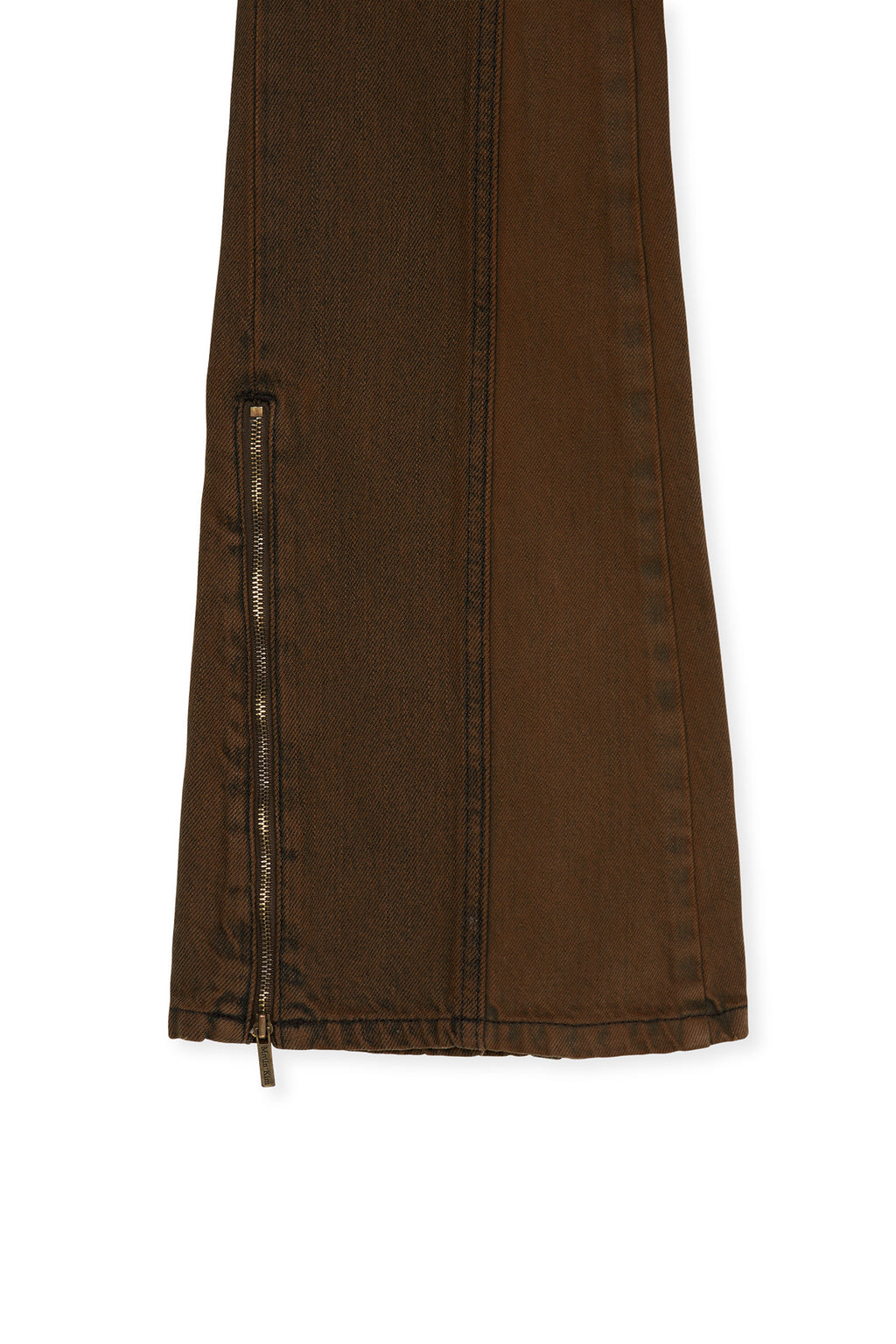 Matin Kim - Peaches Zipper Detail Boots Cut Denim Pants (Brown) product image 5 | TRAB K-Fashion Australia