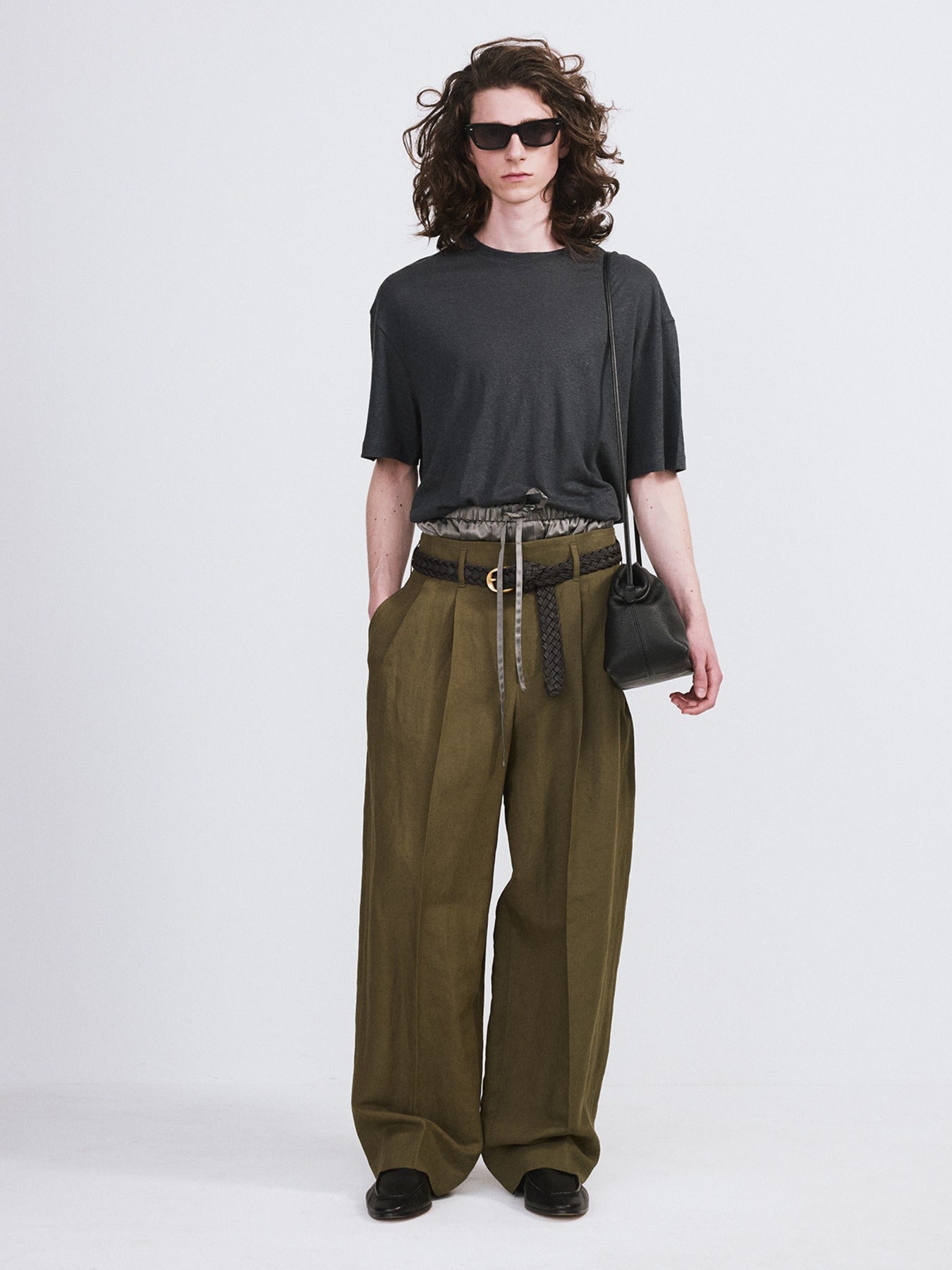 Recto - Linen Blend Pleated Pants (Khaki) product image 1 | TRAB K-Fashion Australia