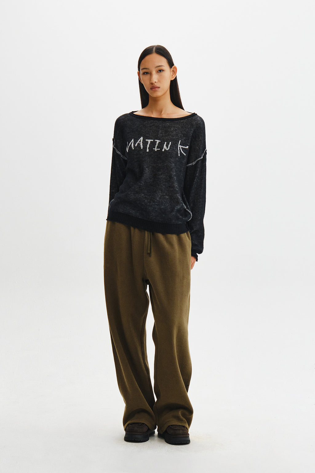 Matin Kim - Matin Dual Tone Knit Pullover (Black) product image 11 | TRAB K-Fashion Australia